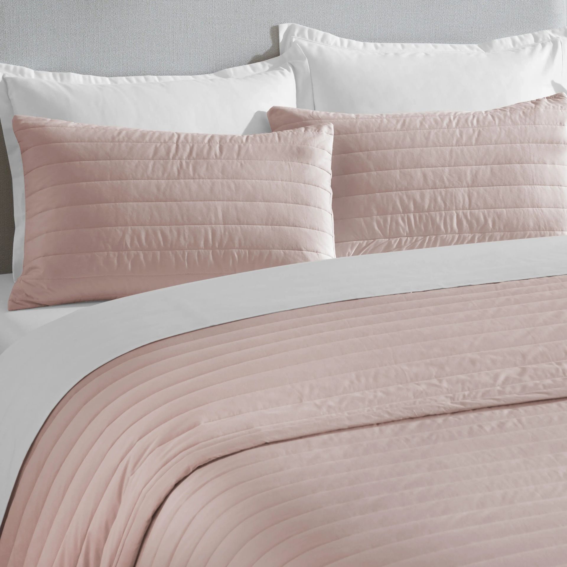 Straight Quilted Solid 200 TC 100% Cotton Percale Sepia Rose King Bed Cover Set | Nuvola