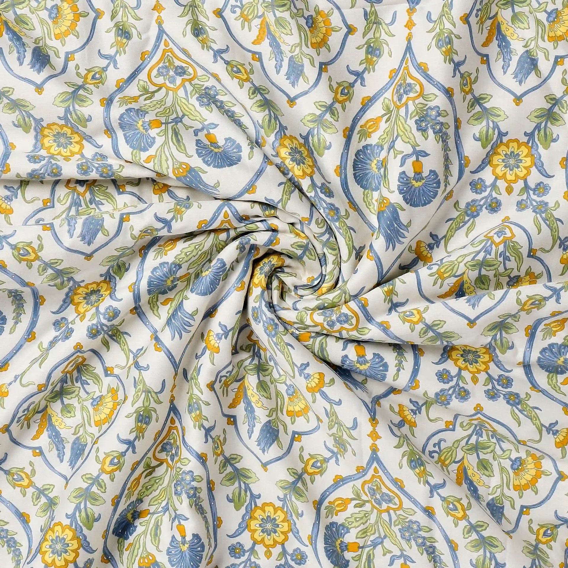 Ethnic 250 TC 100% Cotton Yellow Bloom Double Dohar | Fergana