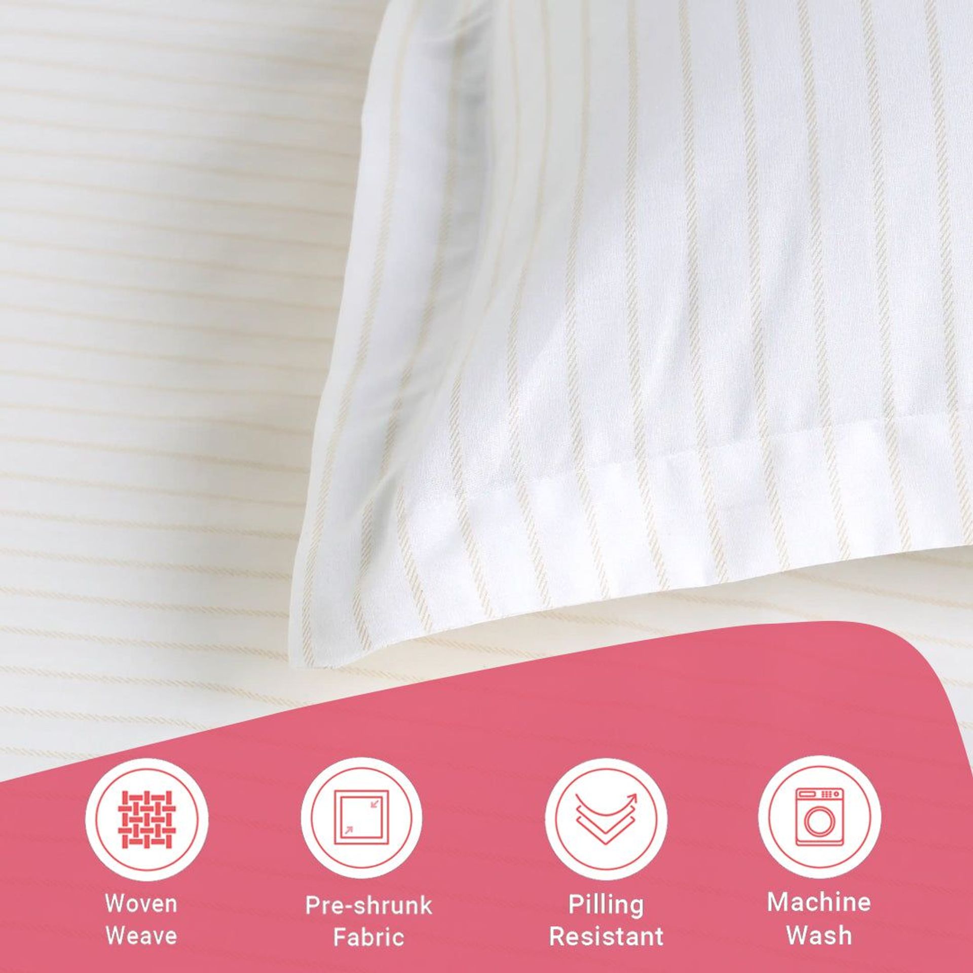 Geometric 144 TC 100% Cotton Beige Single Bedsheet Set | Bloomshire Classic