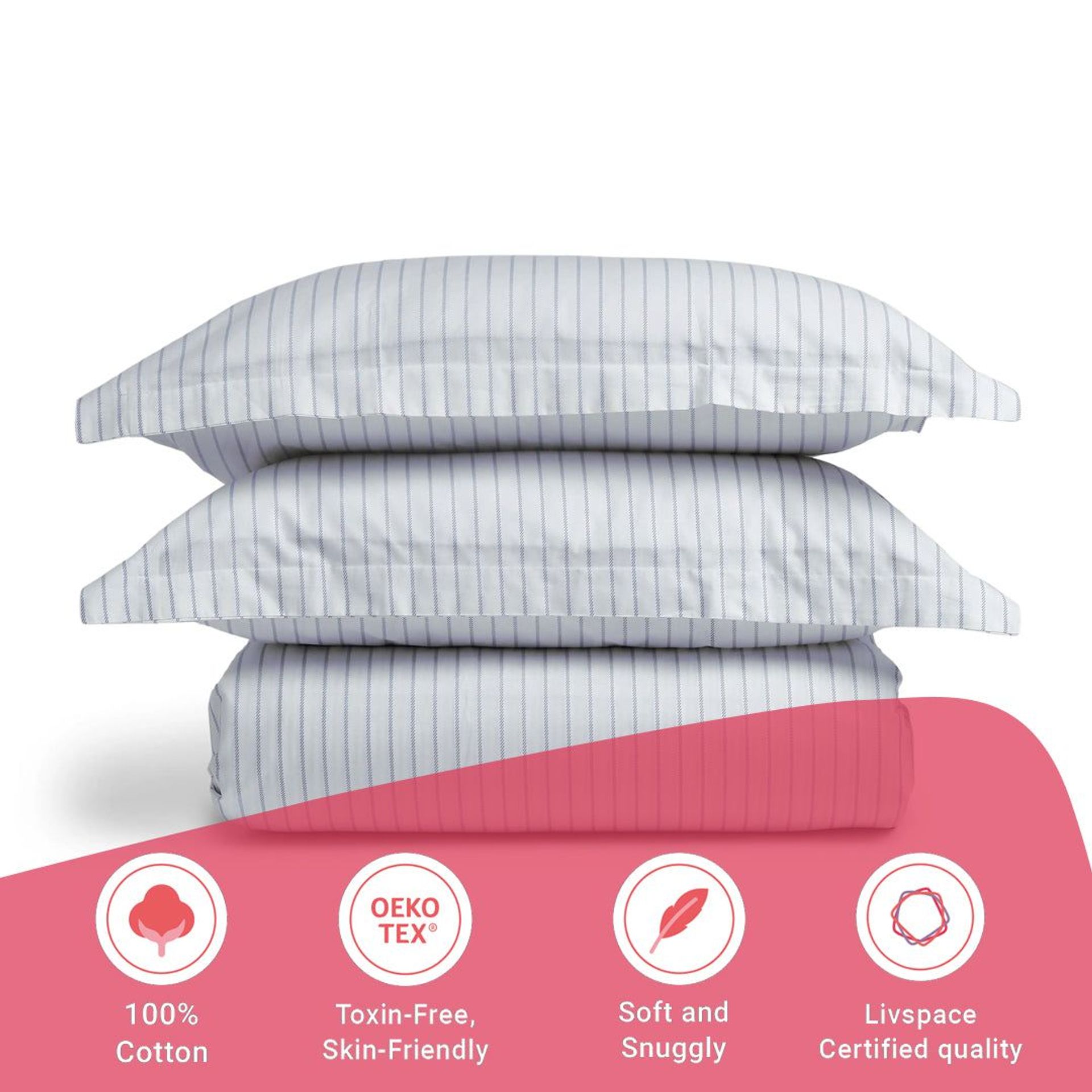 Geometric 144 TC 100% Cotton Blue Double Bedsheet Set | Bloomshire Classic
