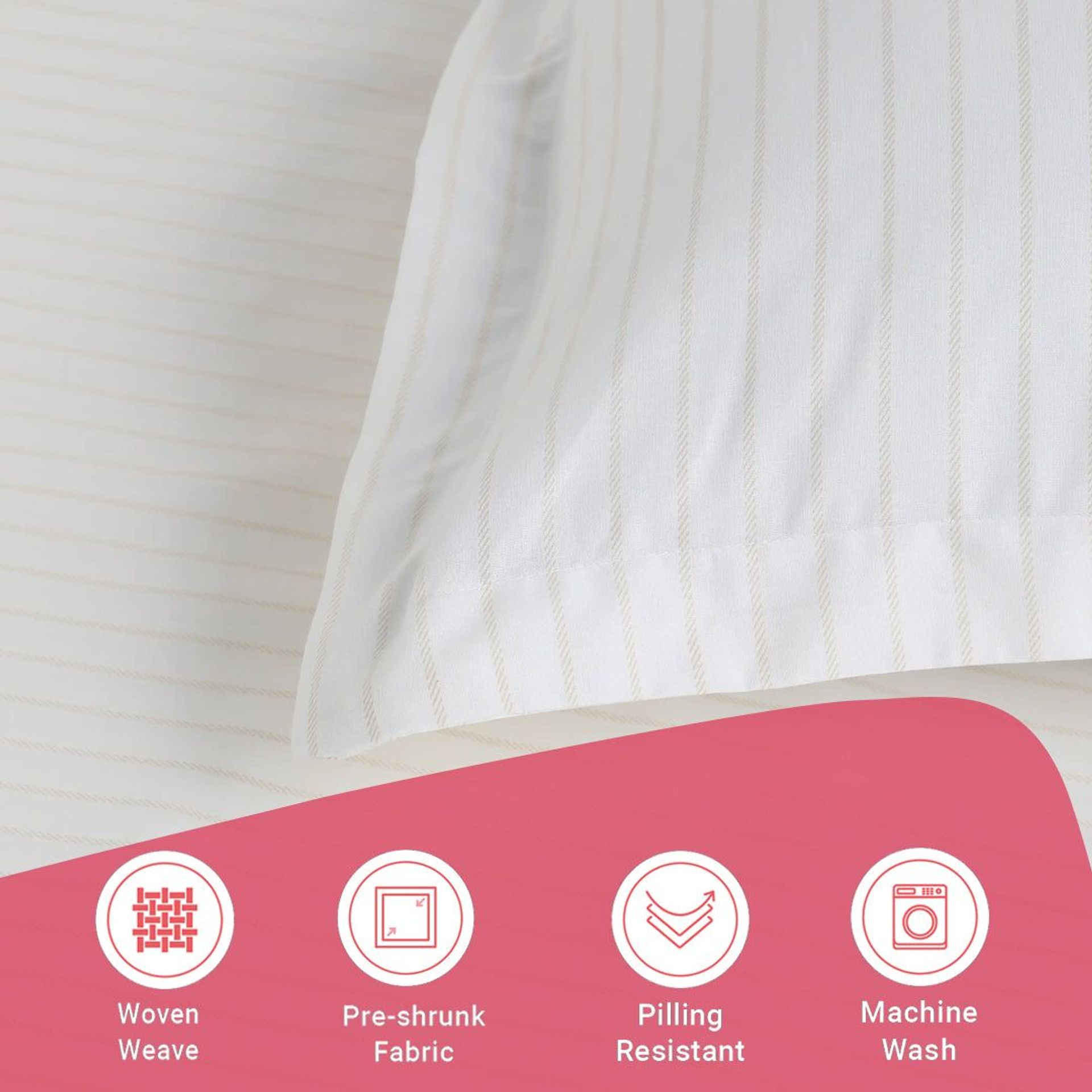 Geometric 144 TC 100% Cotton Beige King Fitted Sheet Set | Bloomshire Classic