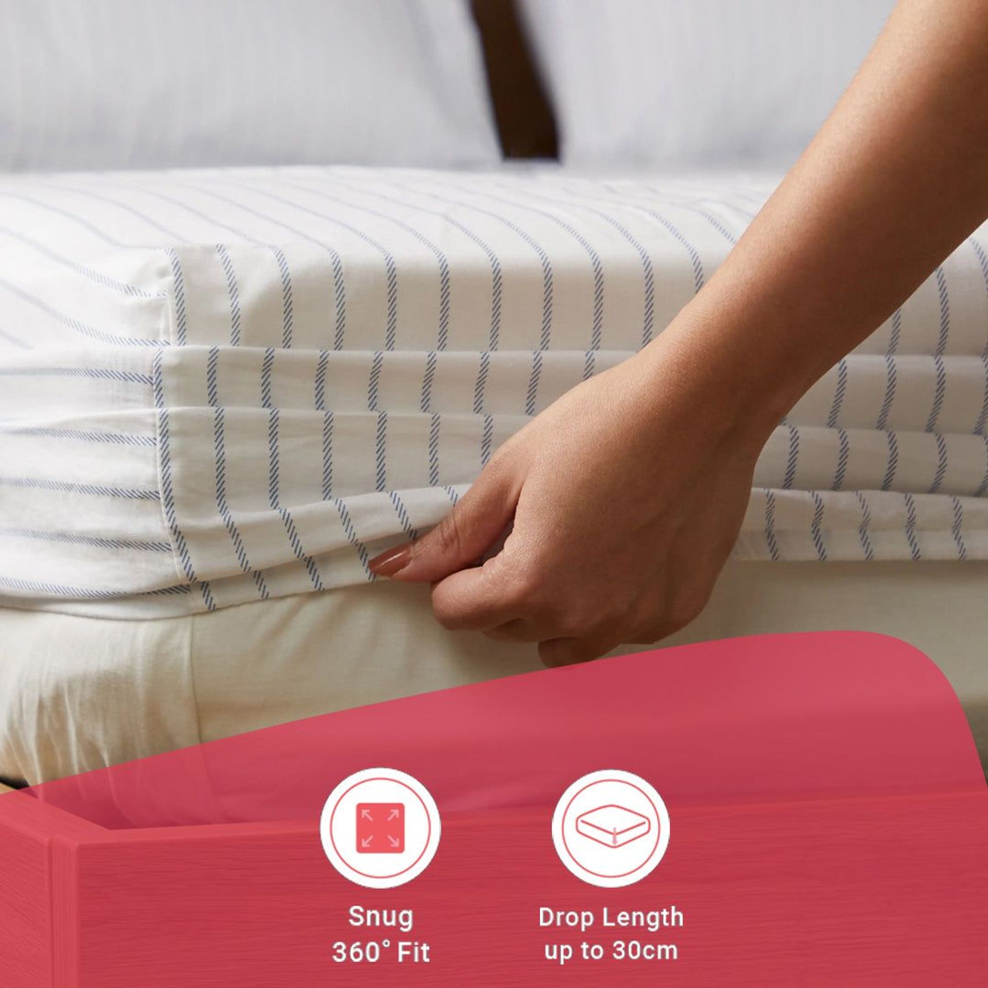 Geometric 144 TC 100% Cotton Blue Queen Fitted Sheet Set | Bloomshire Classic