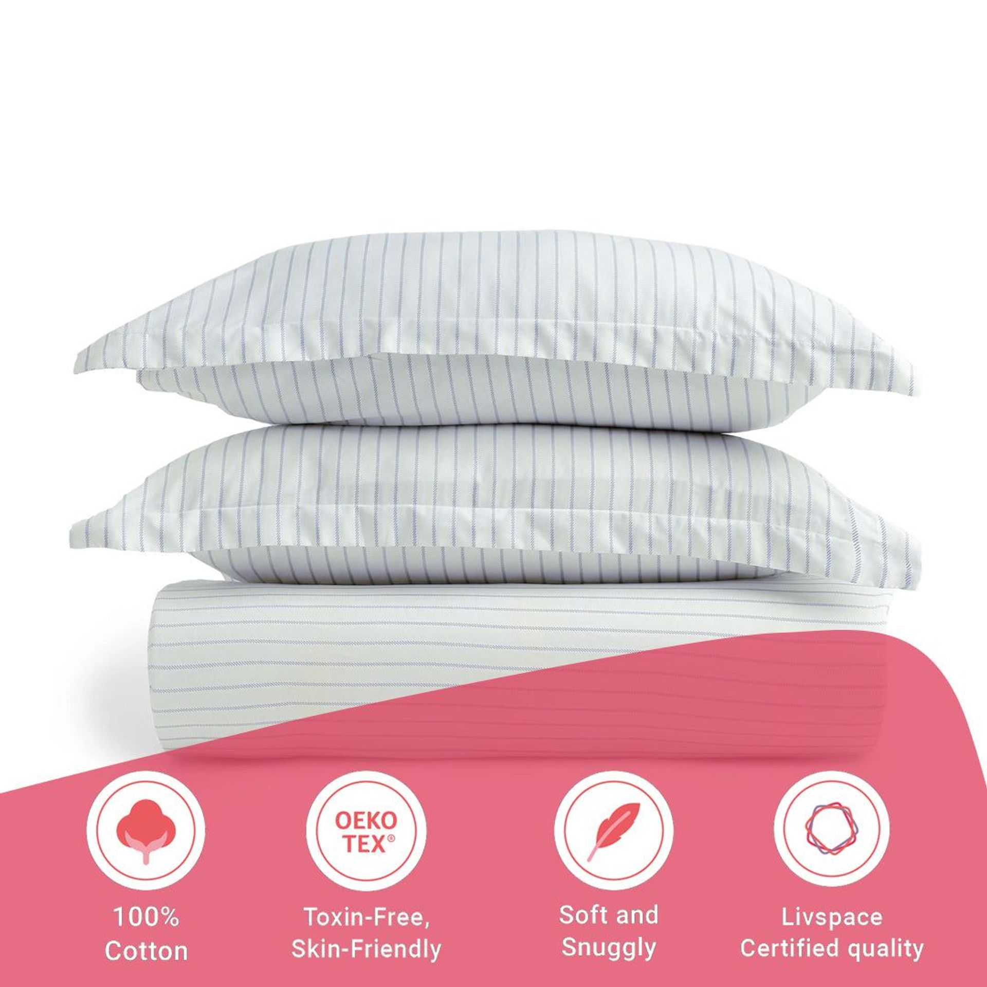 Geometric 144 TC 100% Cotton Blue Queen Fitted Sheet Set | Bloomshire Classic