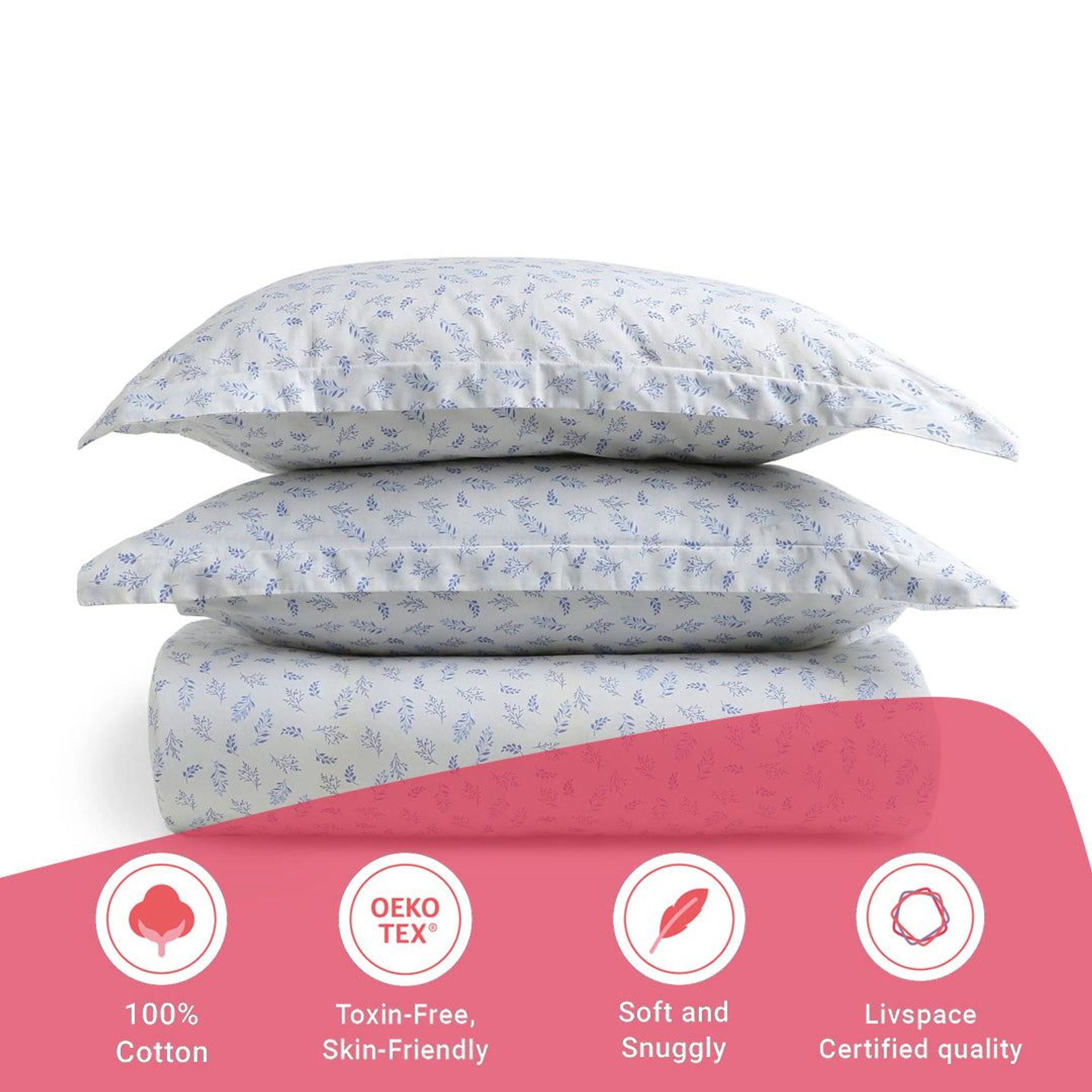 Floral 144 TC 100% Cotton Purple King Fitted Sheet Set | Bloomshire Classic