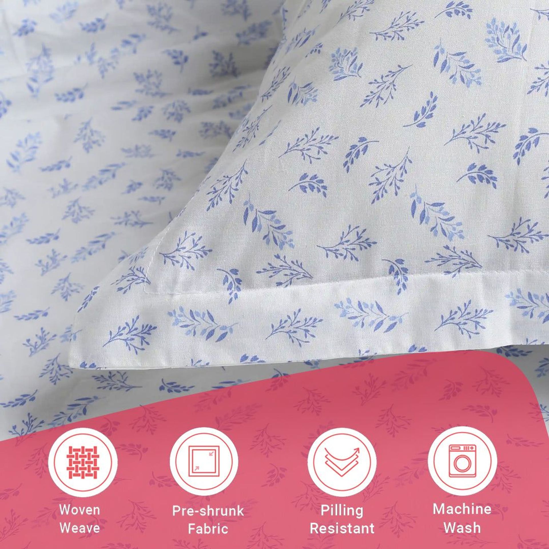 Floral 144 TC 100% Cotton Purple King Fitted Sheet Set | Bloomshire Classic