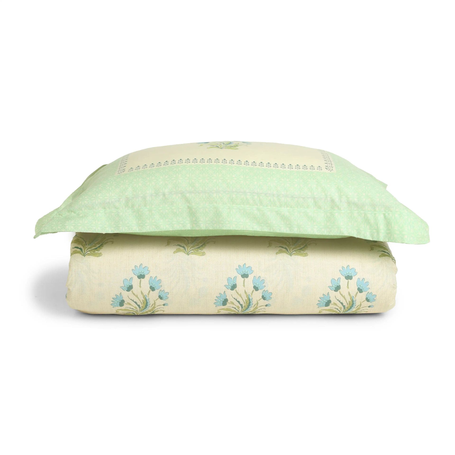 Indian Heritage 144 TC 100% Cotton Indian Sage Single Bedsheet Set | Chippa Lane