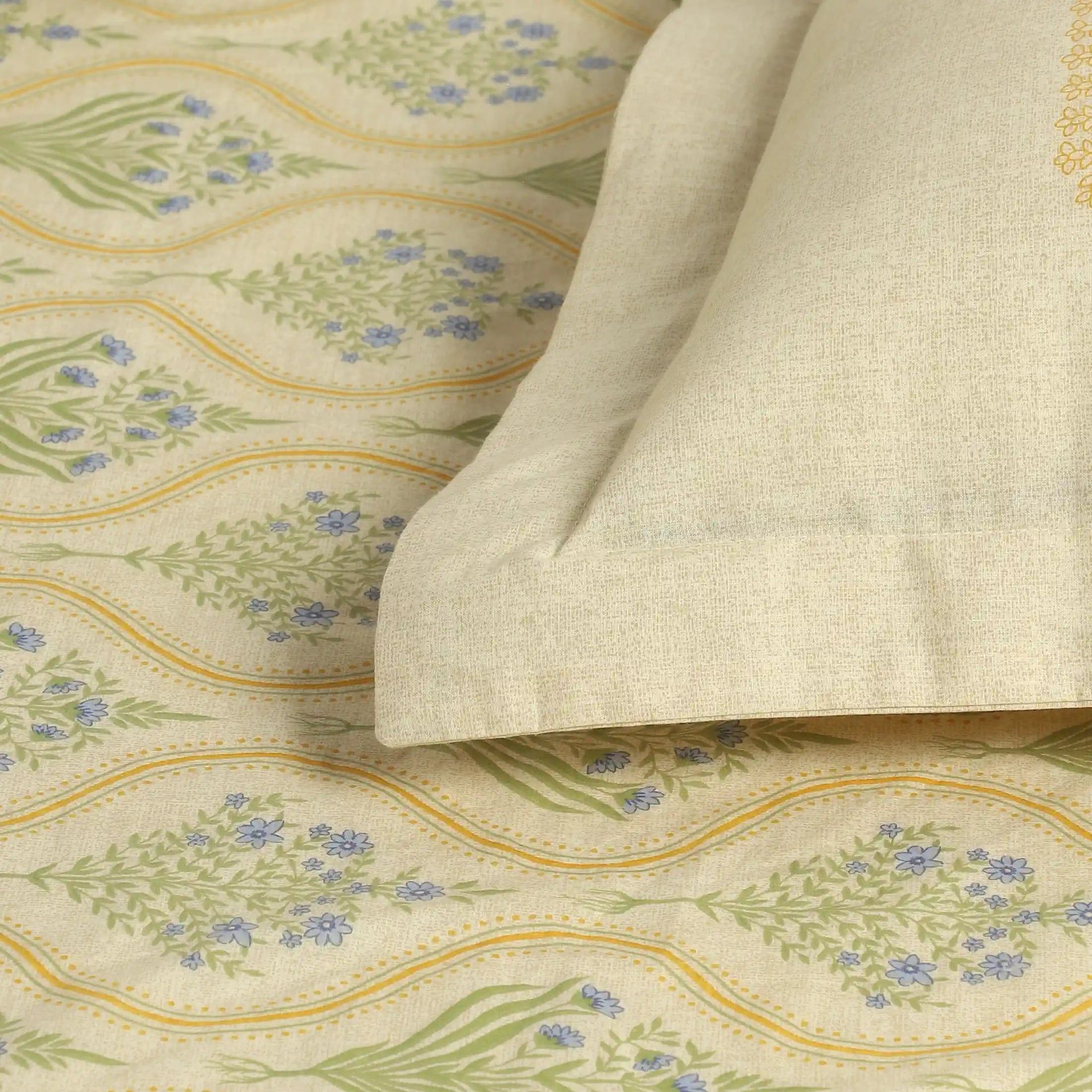 Indian Heritage 144 TC 100% Cotton Mustard Single Bedsheet Set | Chippa Lane