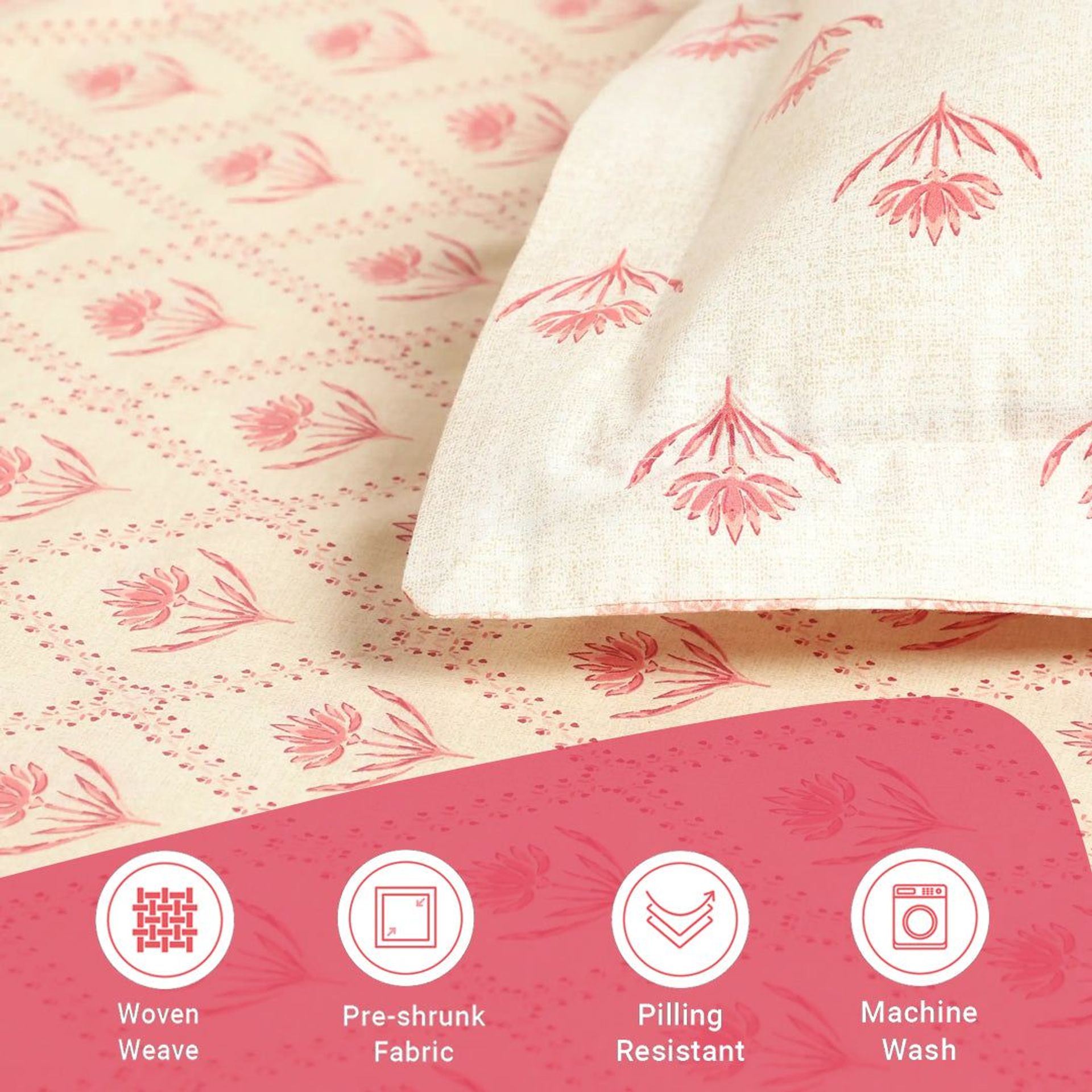 Indian Heritage 144 TC 100% Cotton Red Single Bedsheet Set | Chippa Lane