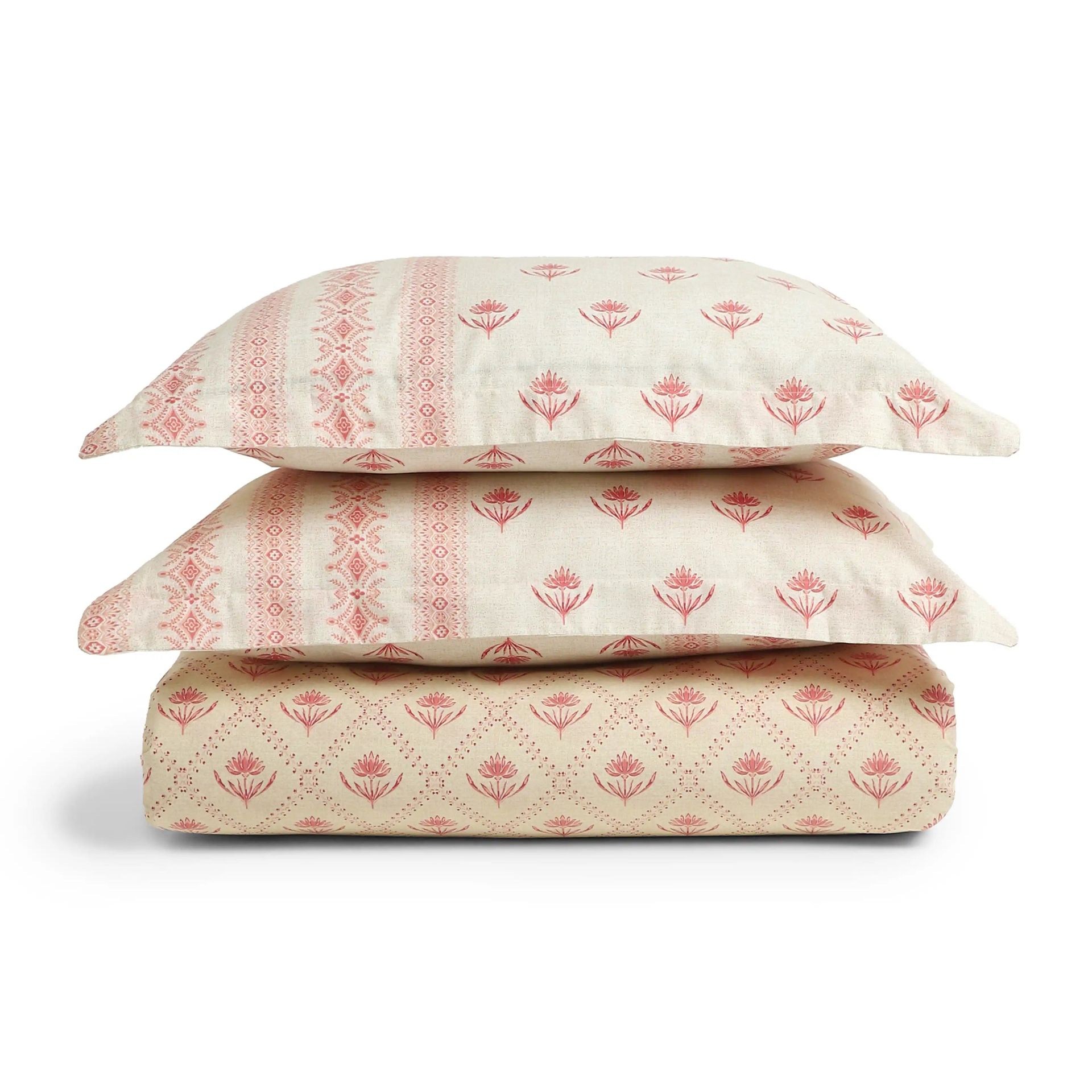 Indian Heritage 144 TC 100% Cotton Red Super King Bedsheet Set | Chippa Lane