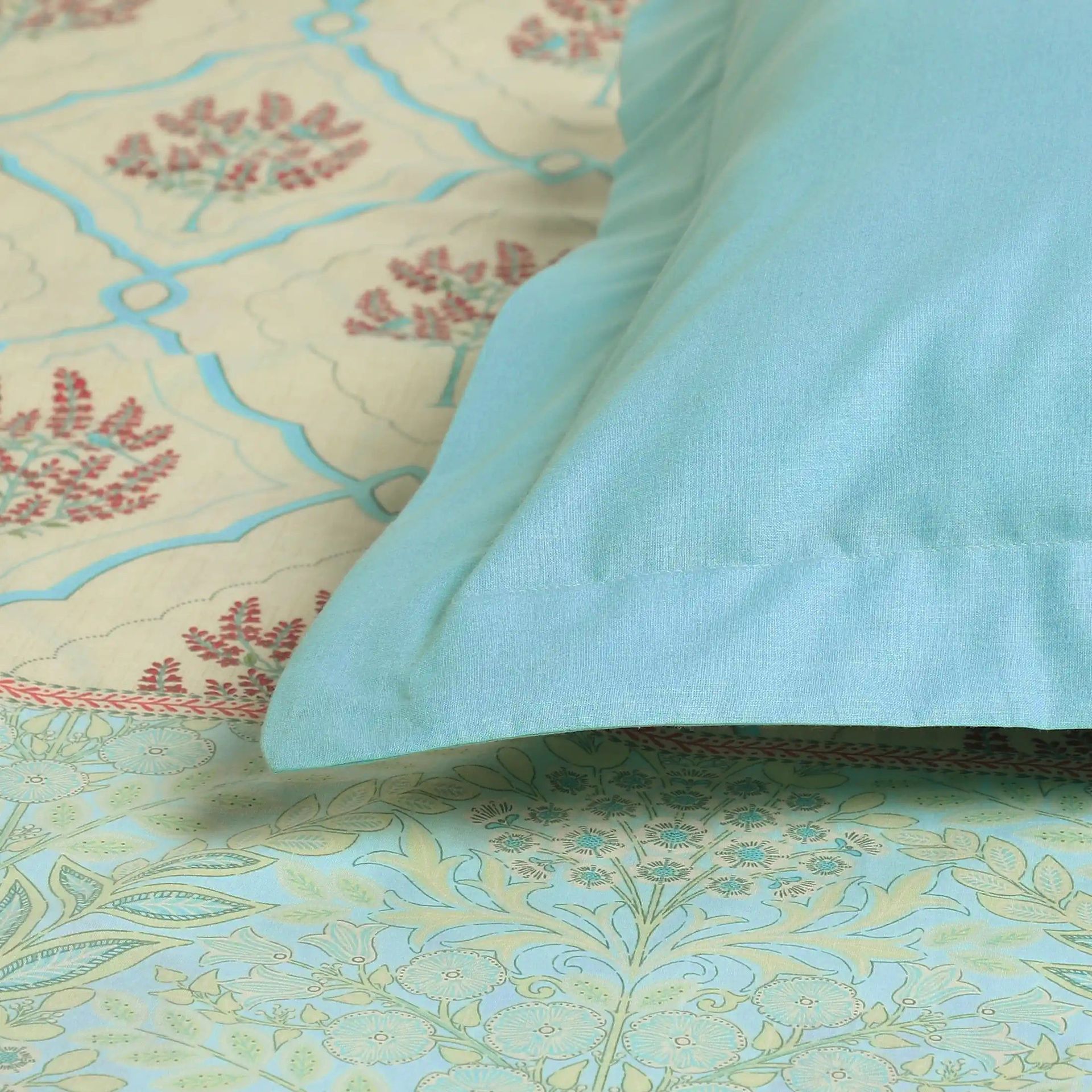 Indian Heritage 144 TC 100% Cotton Sage Bloom Double Bedsheet Set | Chippa Lane