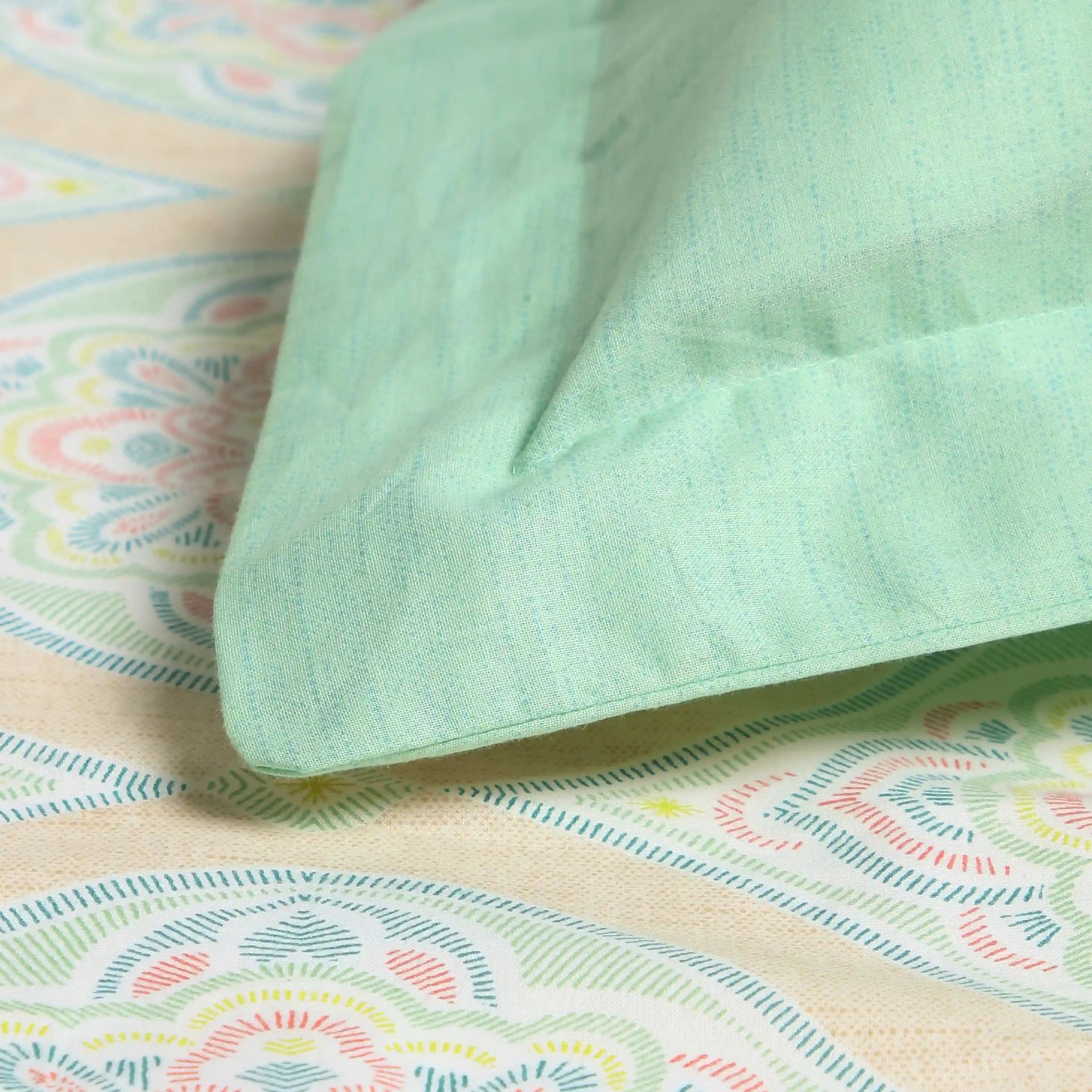 Indian Heritage 144 TC 100% Cotton Sage Single Bedsheet Set | Chippa Lane