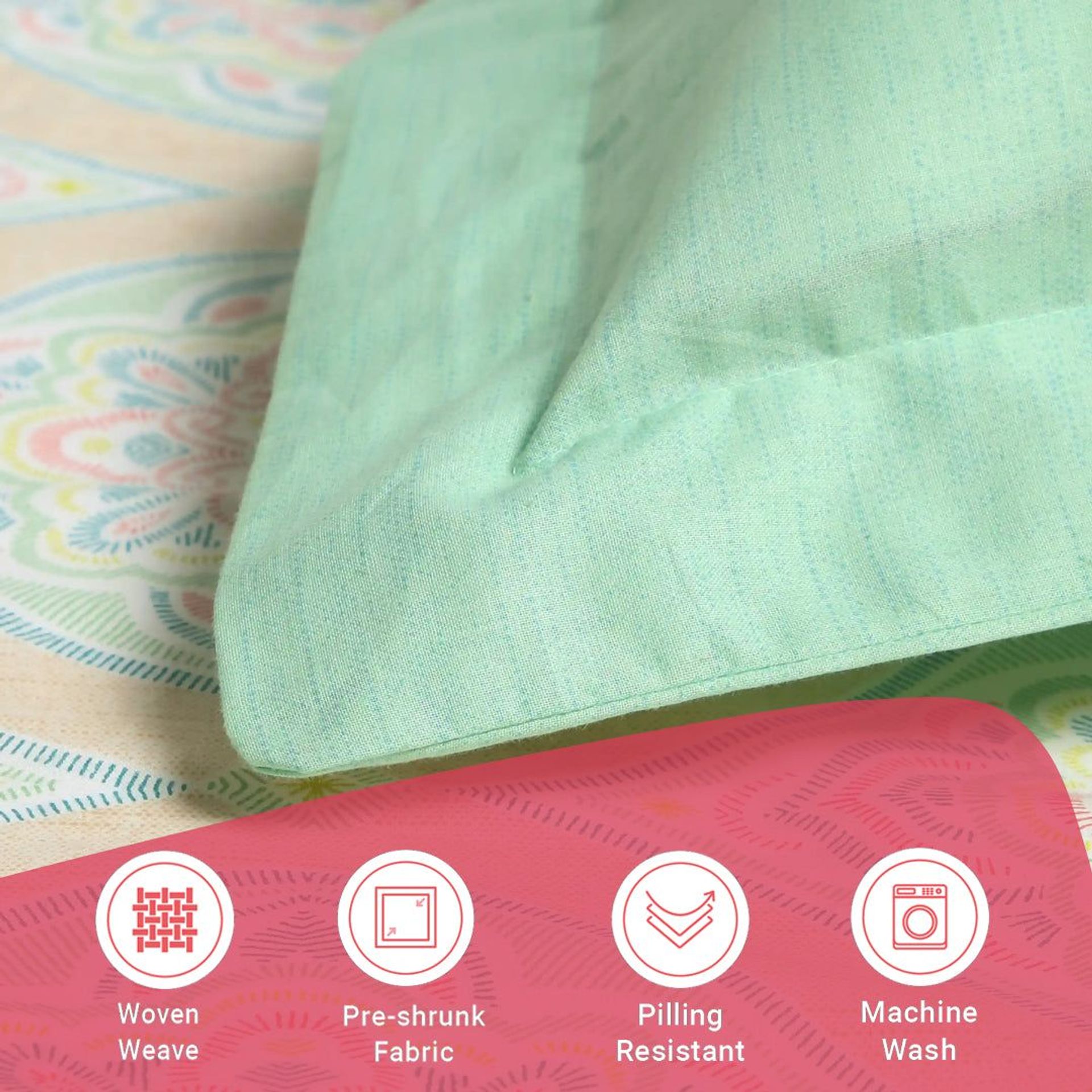 Indian Heritage 144 TC 100% Cotton Sage King Fitted Sheet Set | Chippa Lane
