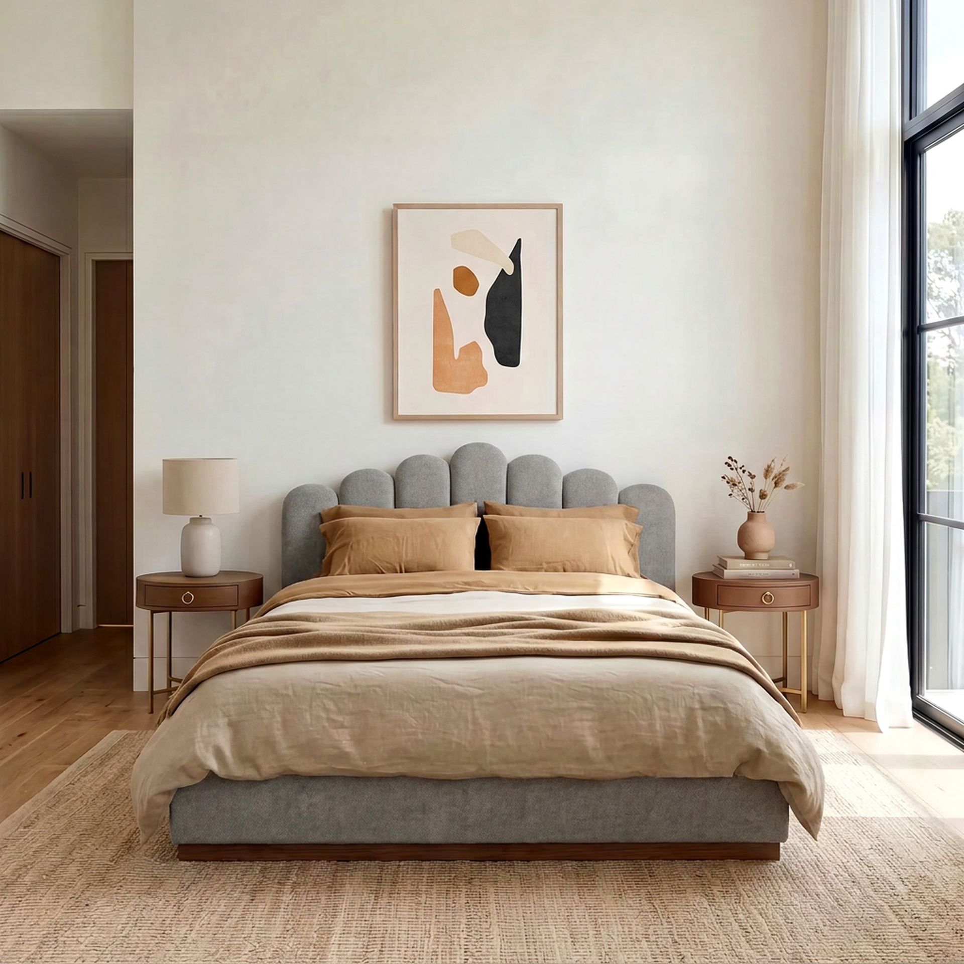 Curved Paris Upholstered Bed