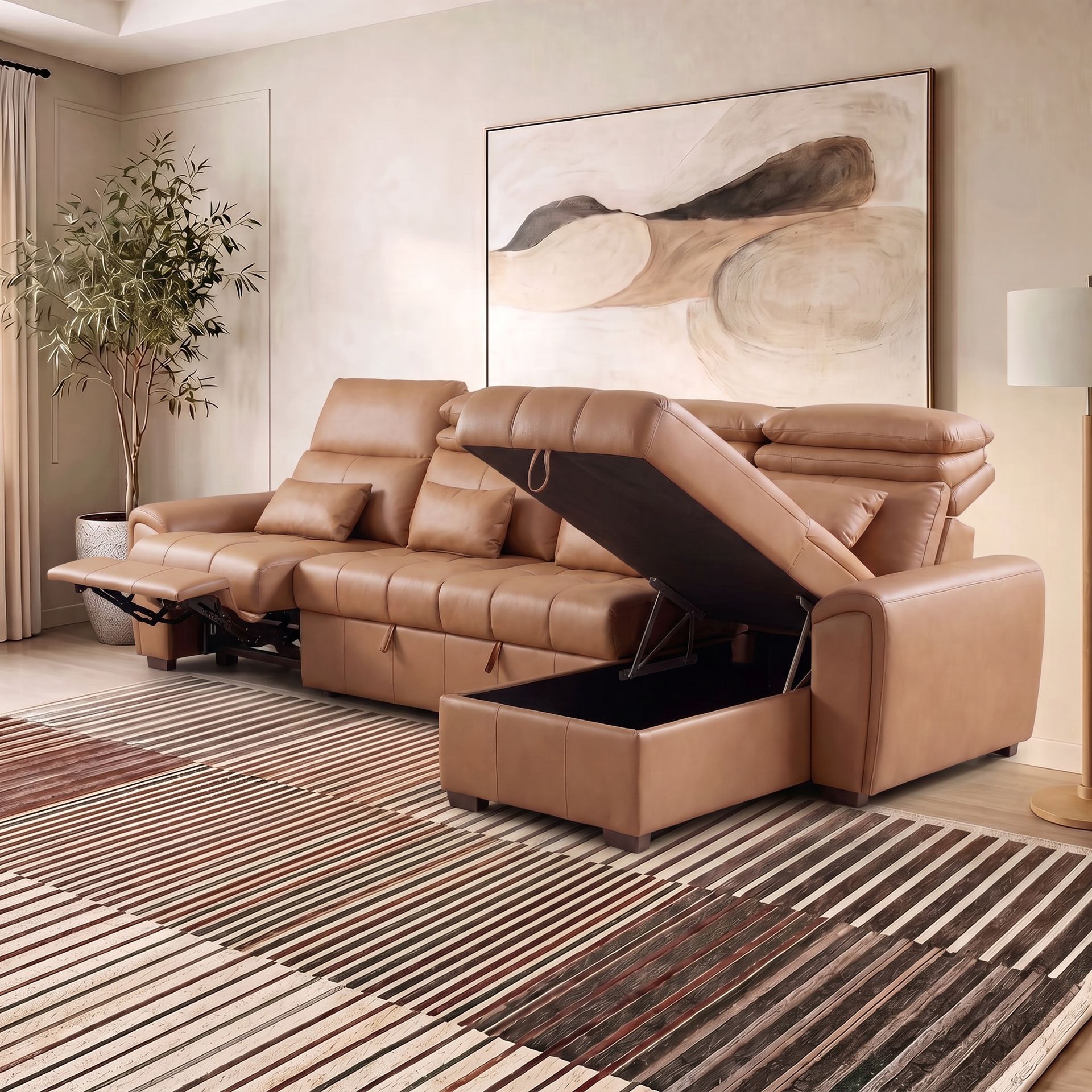 Eldur Recliner with Sofa Cum Bed and Chaise
