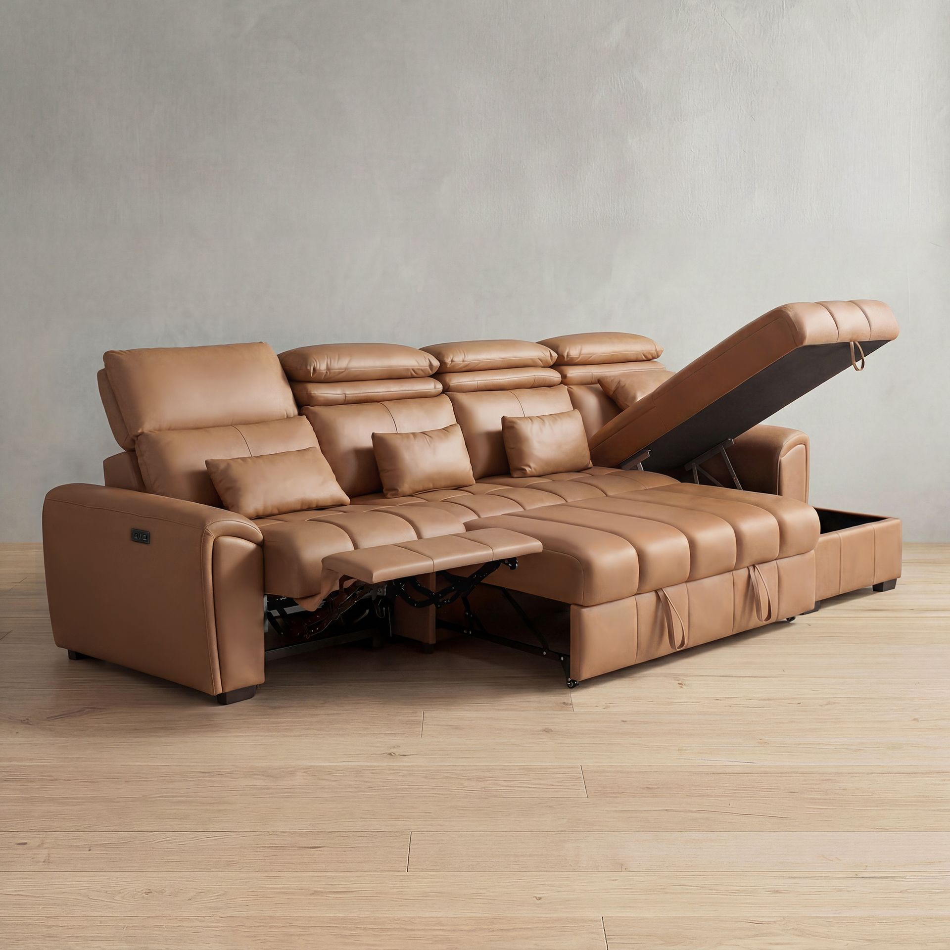 Eldur Recliner with Sofa Cum Bed and Chaise