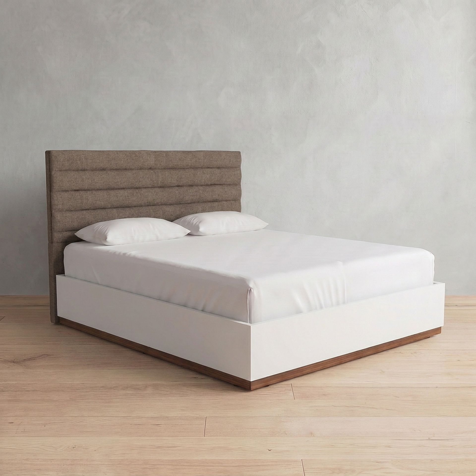 Evelyn King Size Bed Without Storage SilkStone_Vegan Leather Upholstery