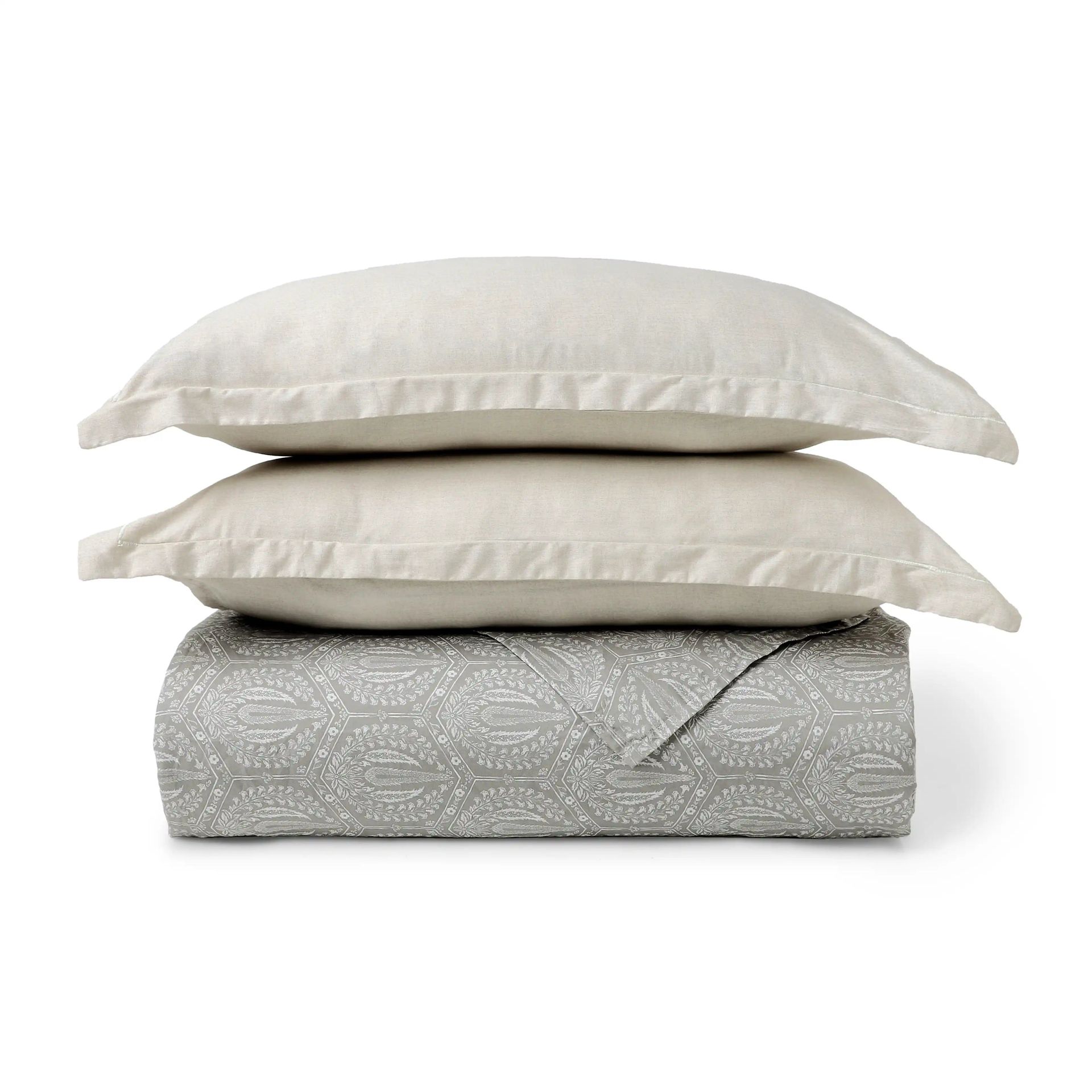 Ethnic 250 TC 100% Cotton Grey Super King Bedsheet Set | Fergana