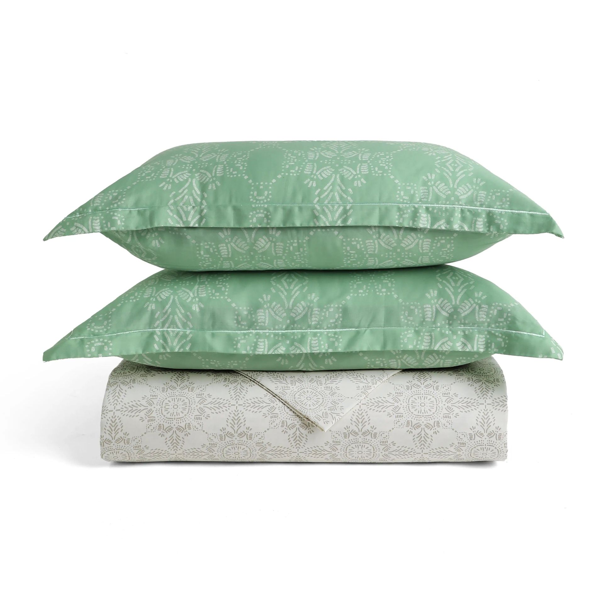 Ethnic 250 TC 100% Cotton Sage Super King Bedsheet Set | Fergana