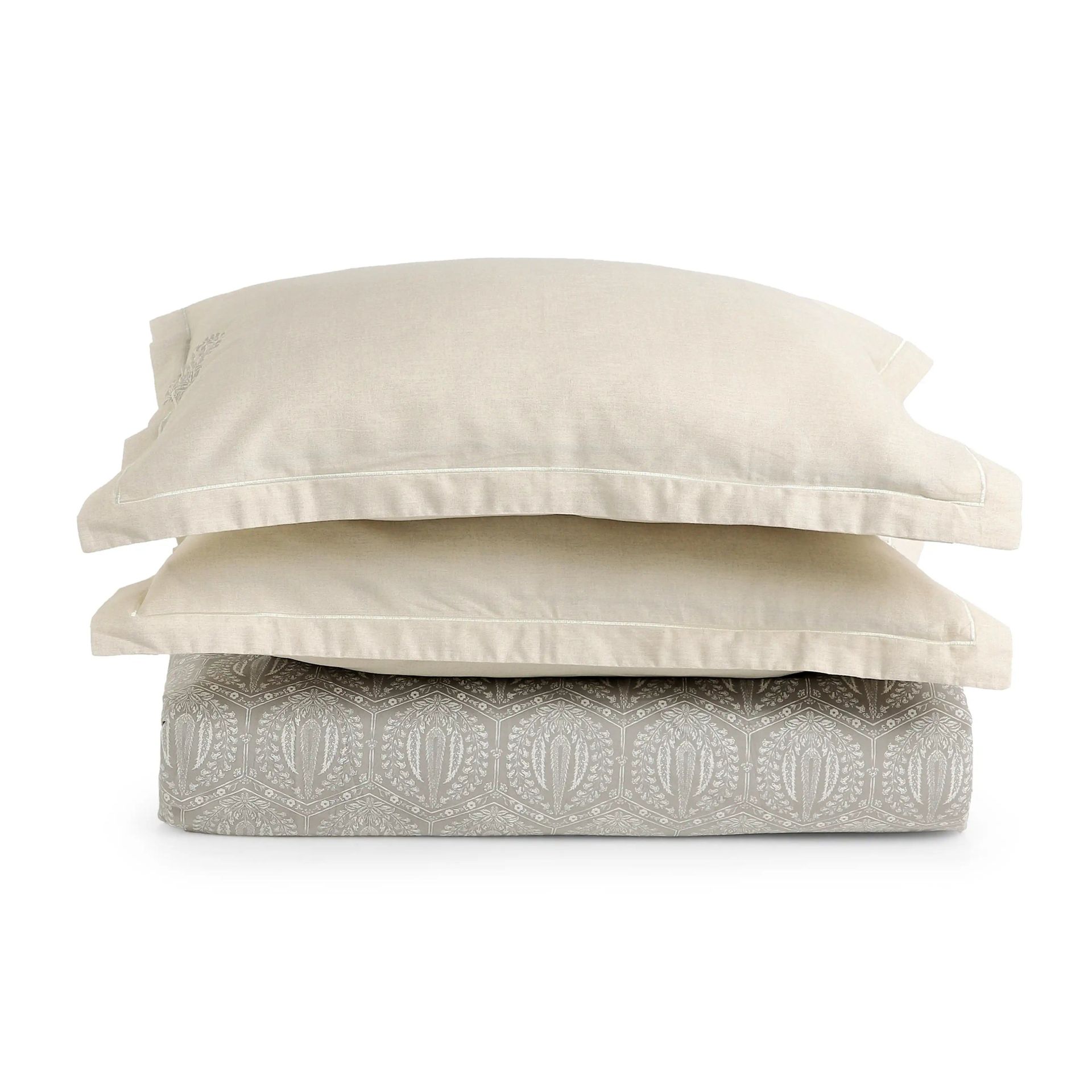 Ethnic 250 TC 100% Cotton Grey King Fitted Sheet Set | Fergana