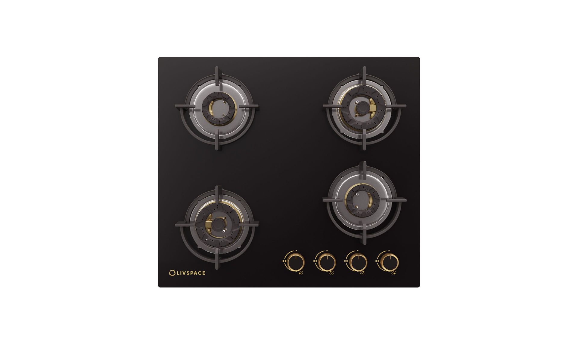 Intellia Gloss 4-burner Brass Hob | FFD | Auto Ignition - 60 cm