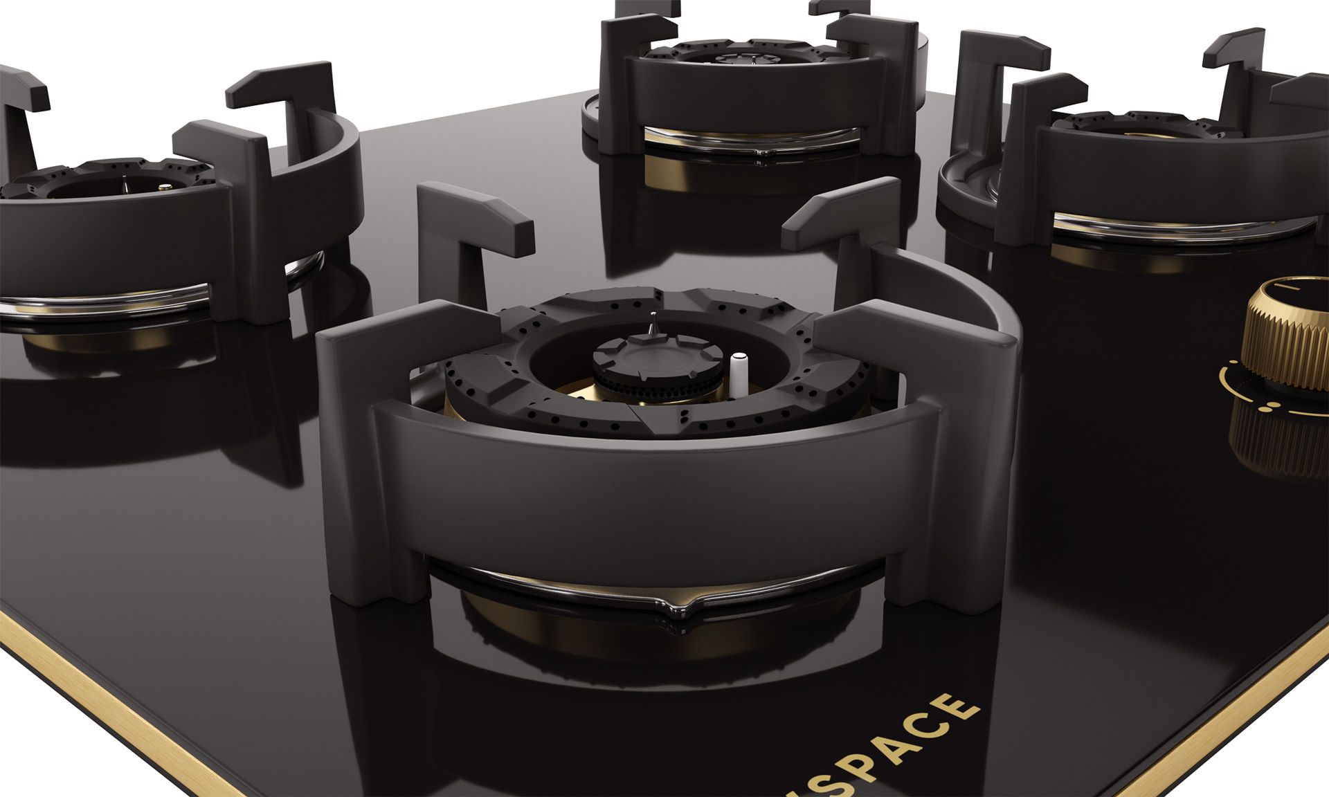 Intellia Gloss 4-burner Brass Hob | FFD | Auto Ignition - 60 cm