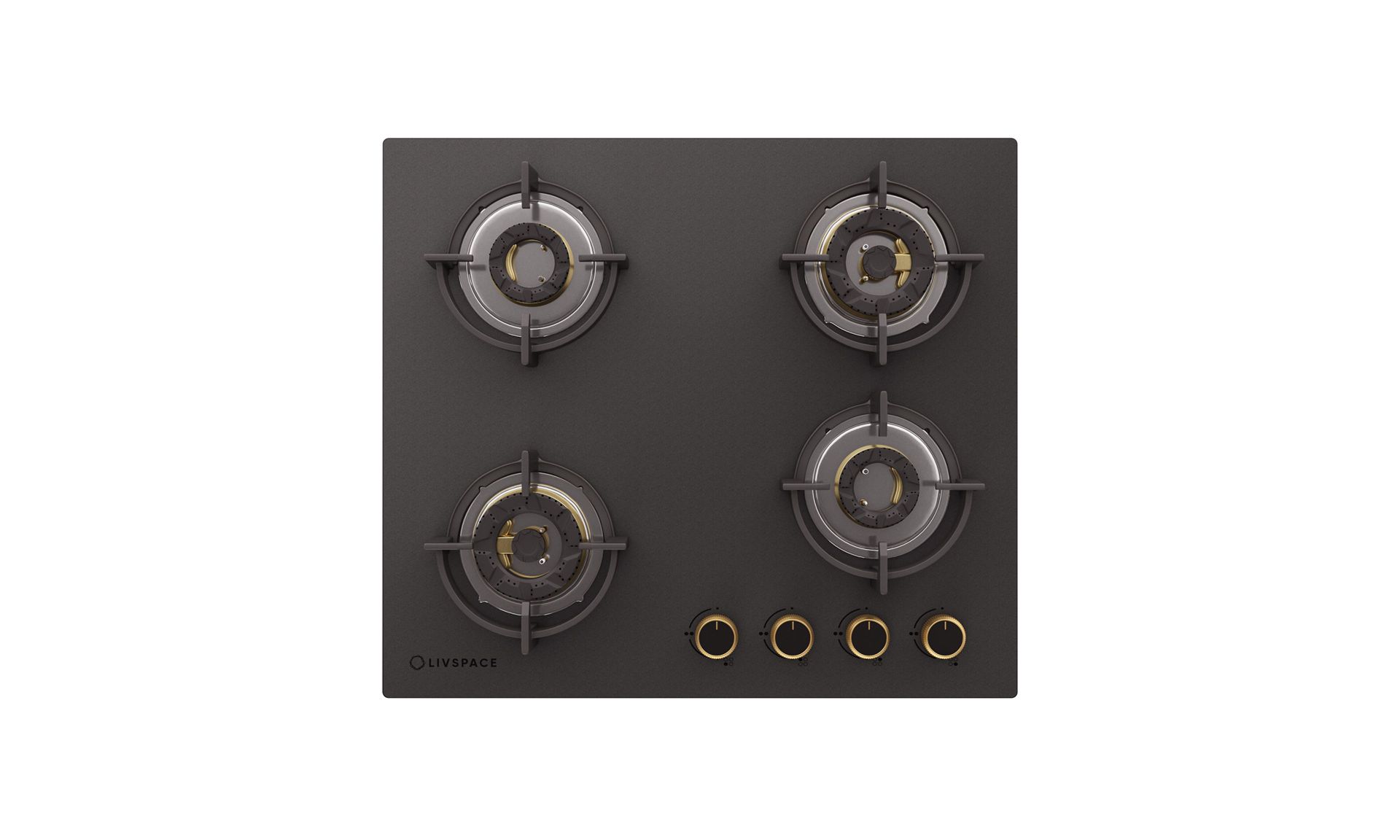 Intellia Matt 4-burner Brass Hob | FFD | Auto Ignition - 60 cm