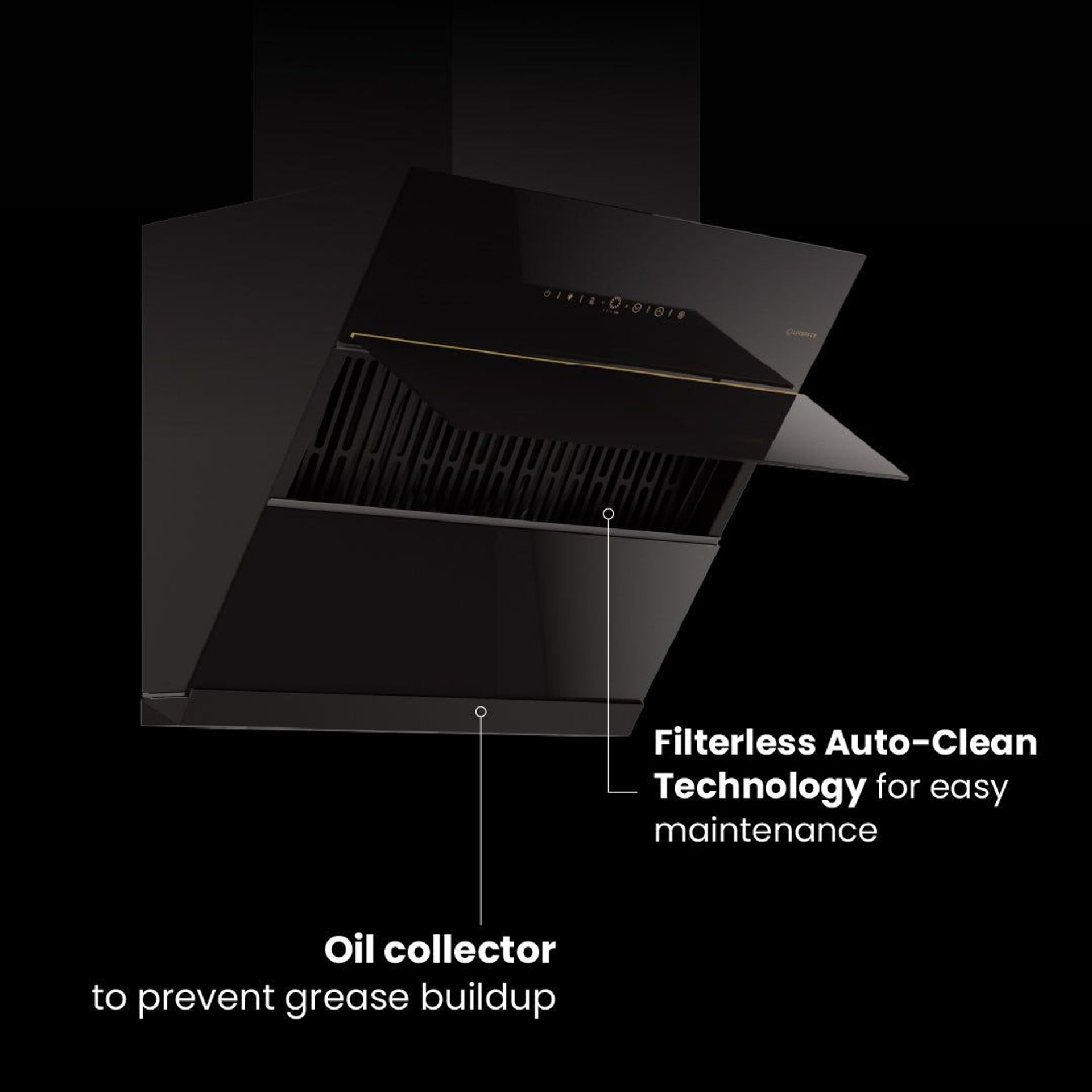 Intellia 60 cm Inclined Chimney | BLDC Ducted 1600 m3/h Suction | Auto Clean