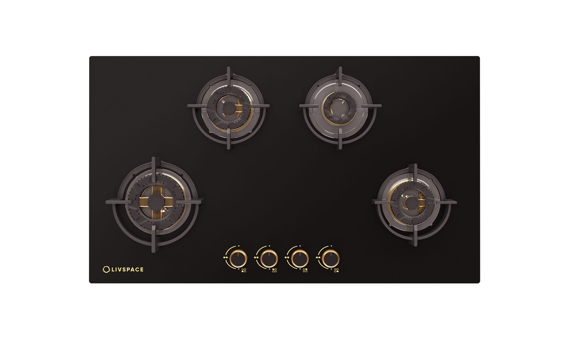 Intellia Gloss 4-burner Brass Hob | FFD | Auto Ignition - 90 cm