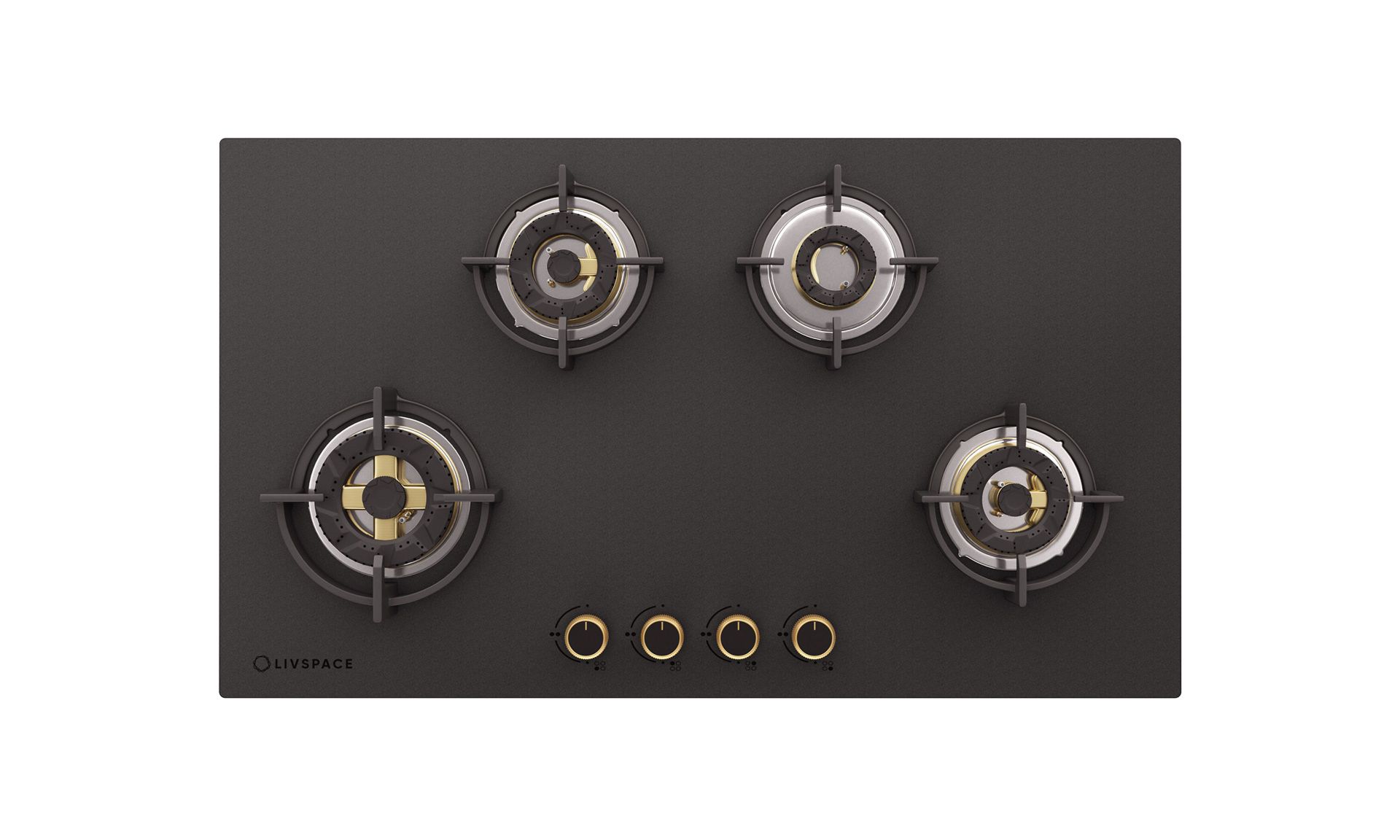 Intellia Matt 4-burner Brass Hob | FFD | Auto Ignition - 90 cm
