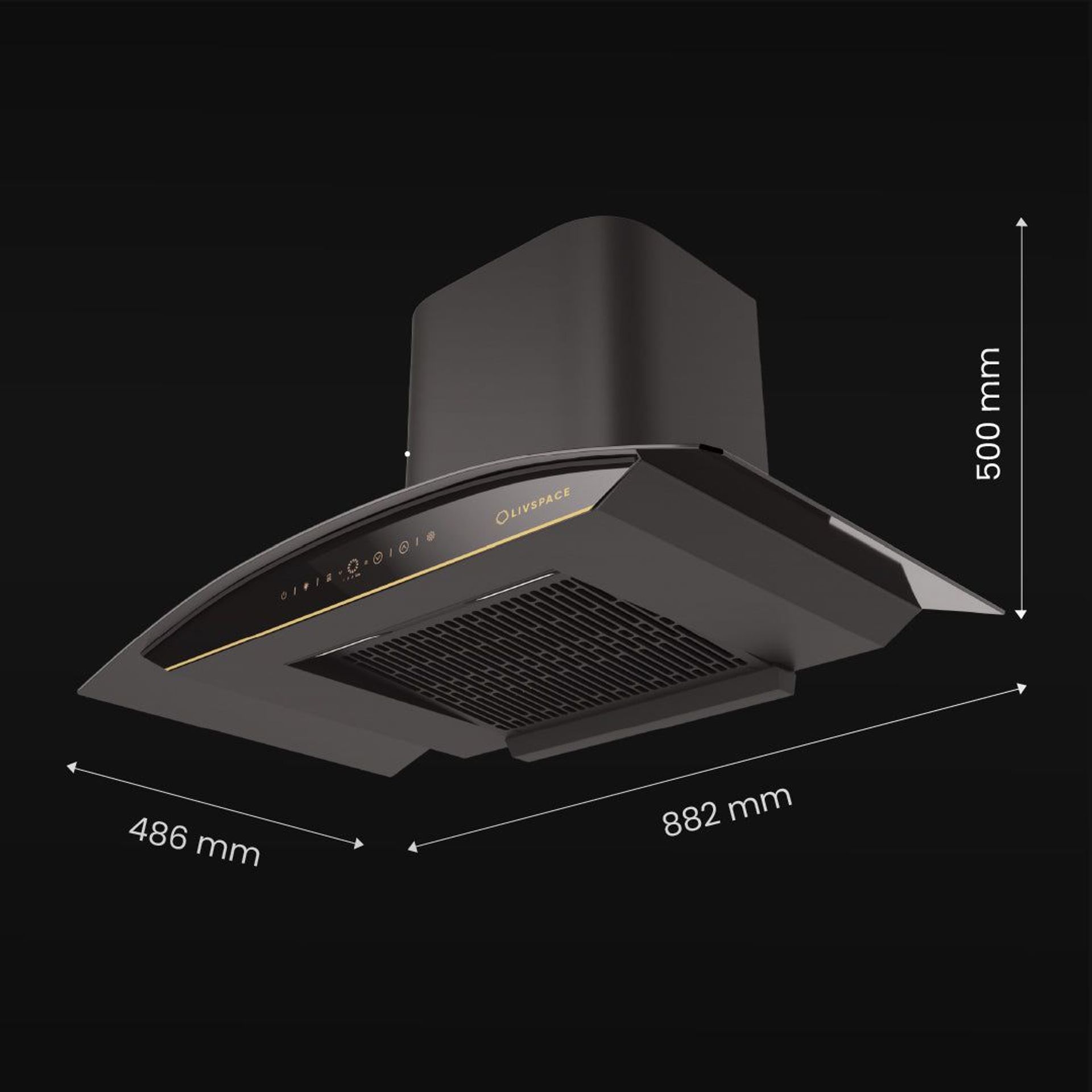 Intellia 90 cm Curved Chimney | BLDC Ducted 1600 m3/h Suction | Auto Clean