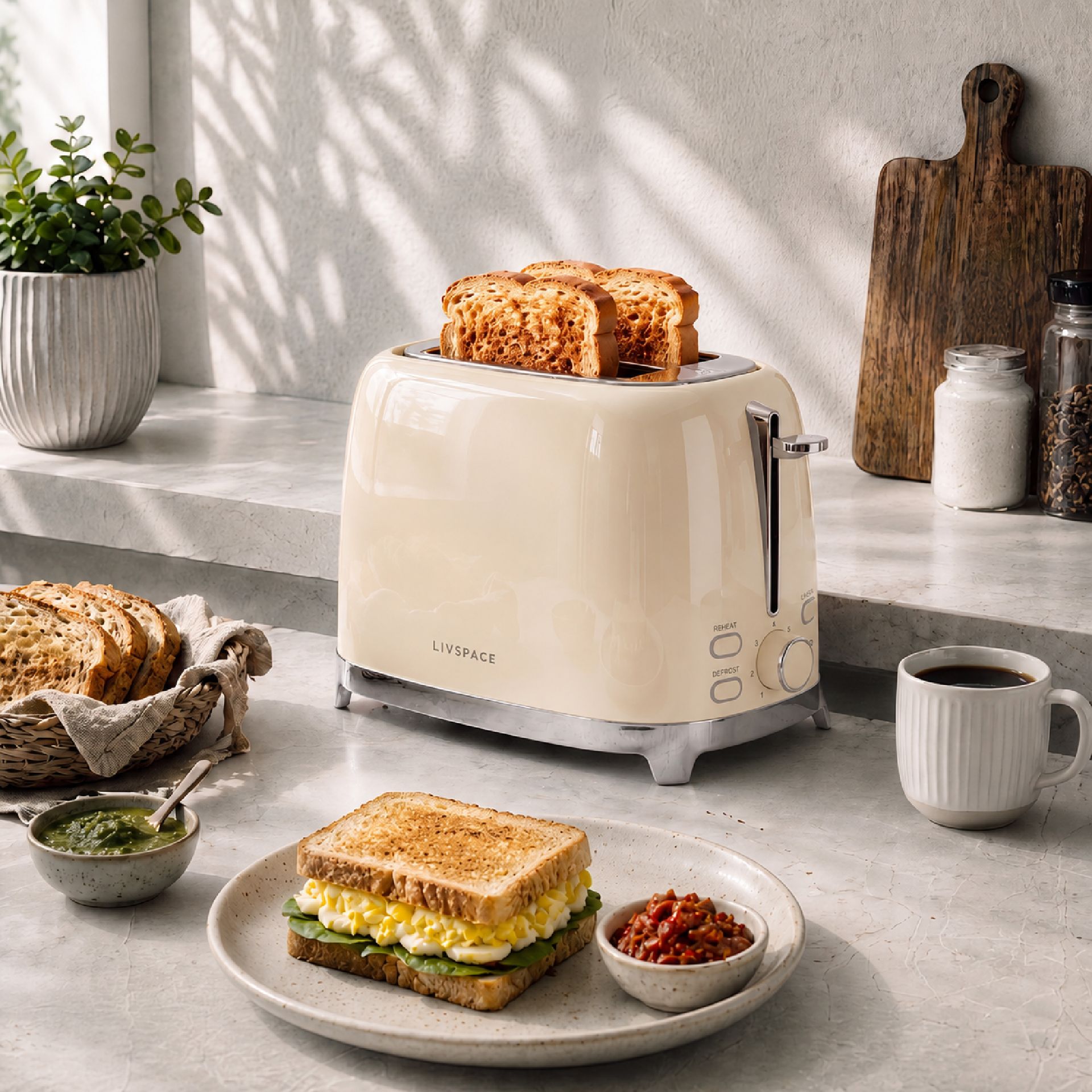 Livspace 2 Slice Toaster - Ivory