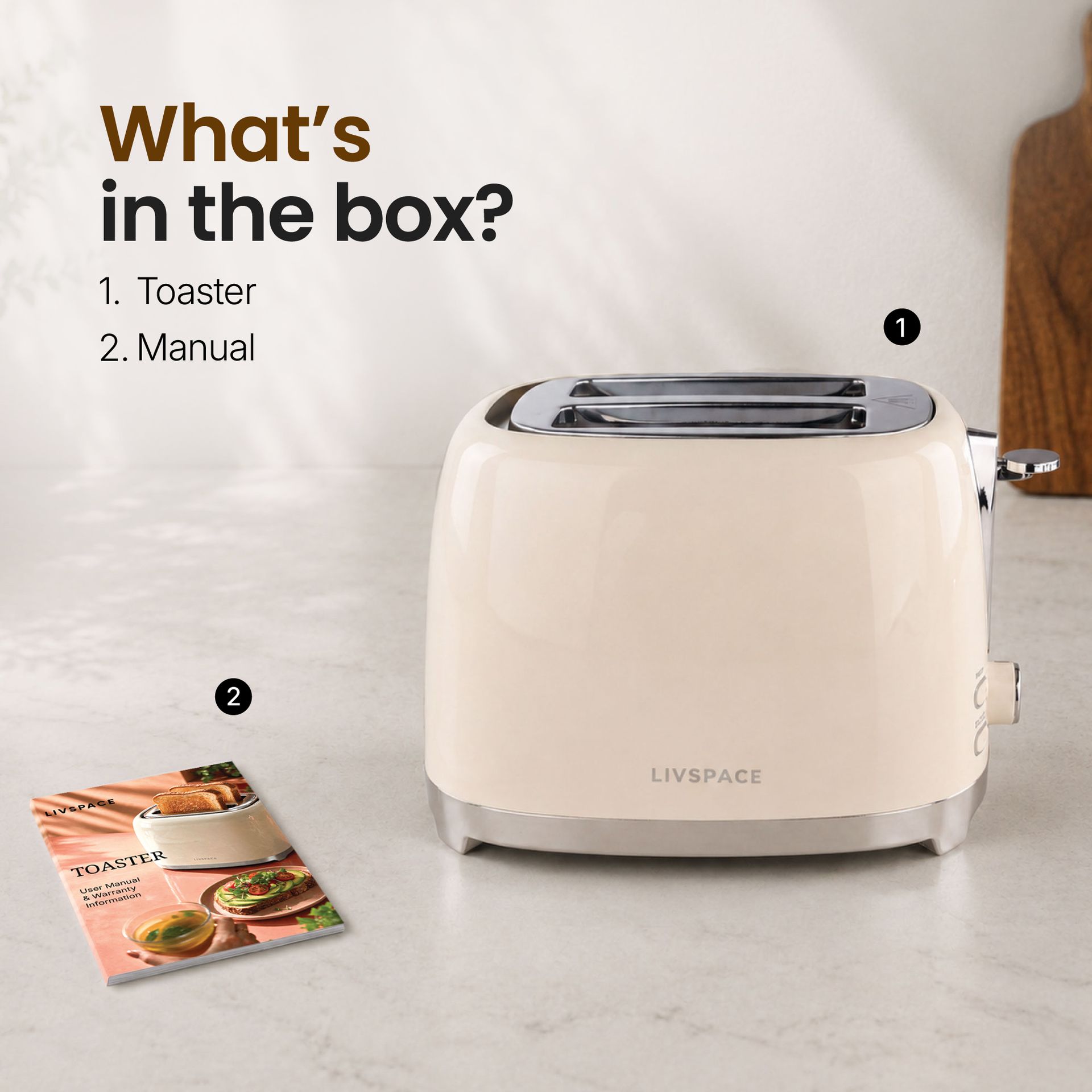Livspace 2 Slice Toaster - Ivory
