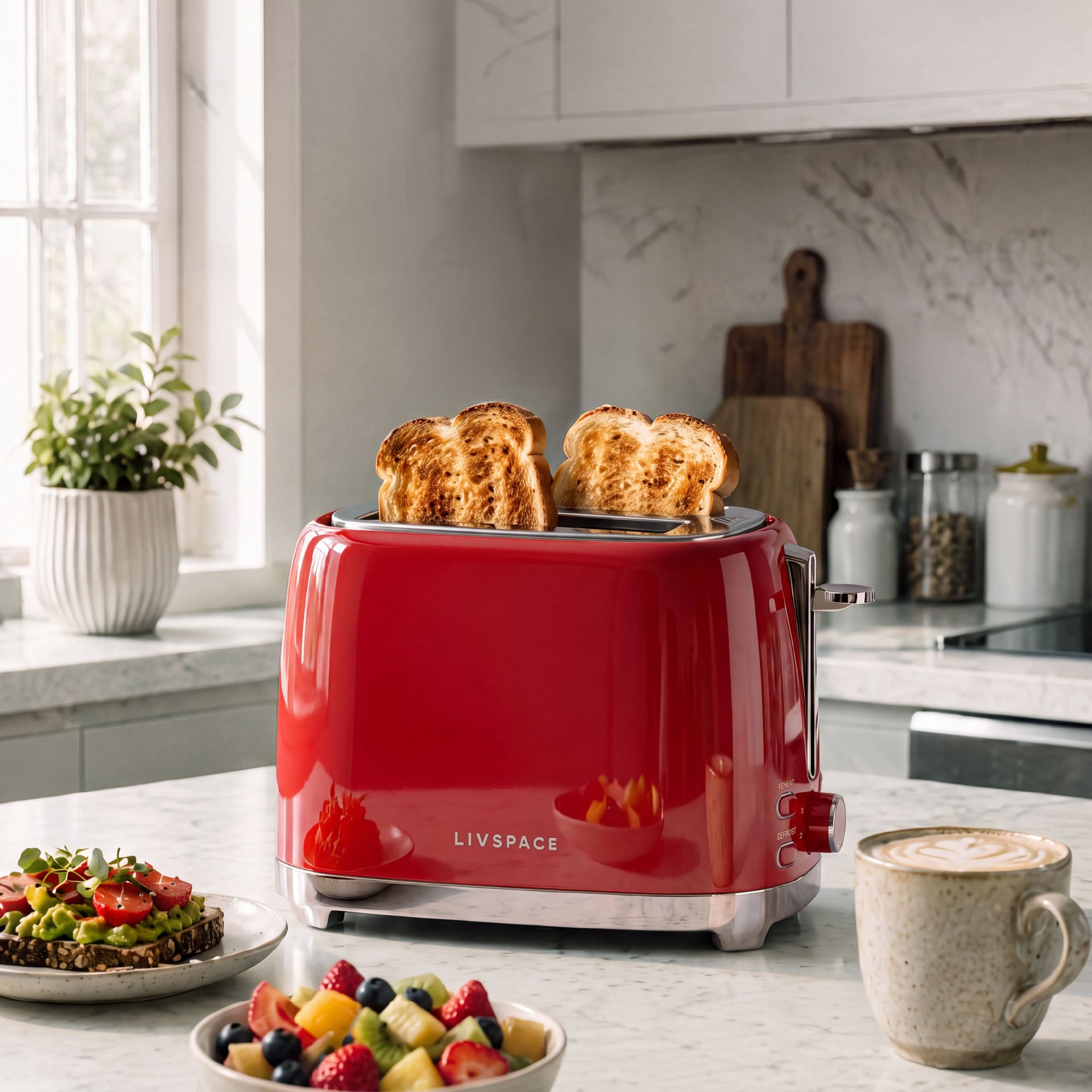 Livspace 2 Slice Toaster - Red