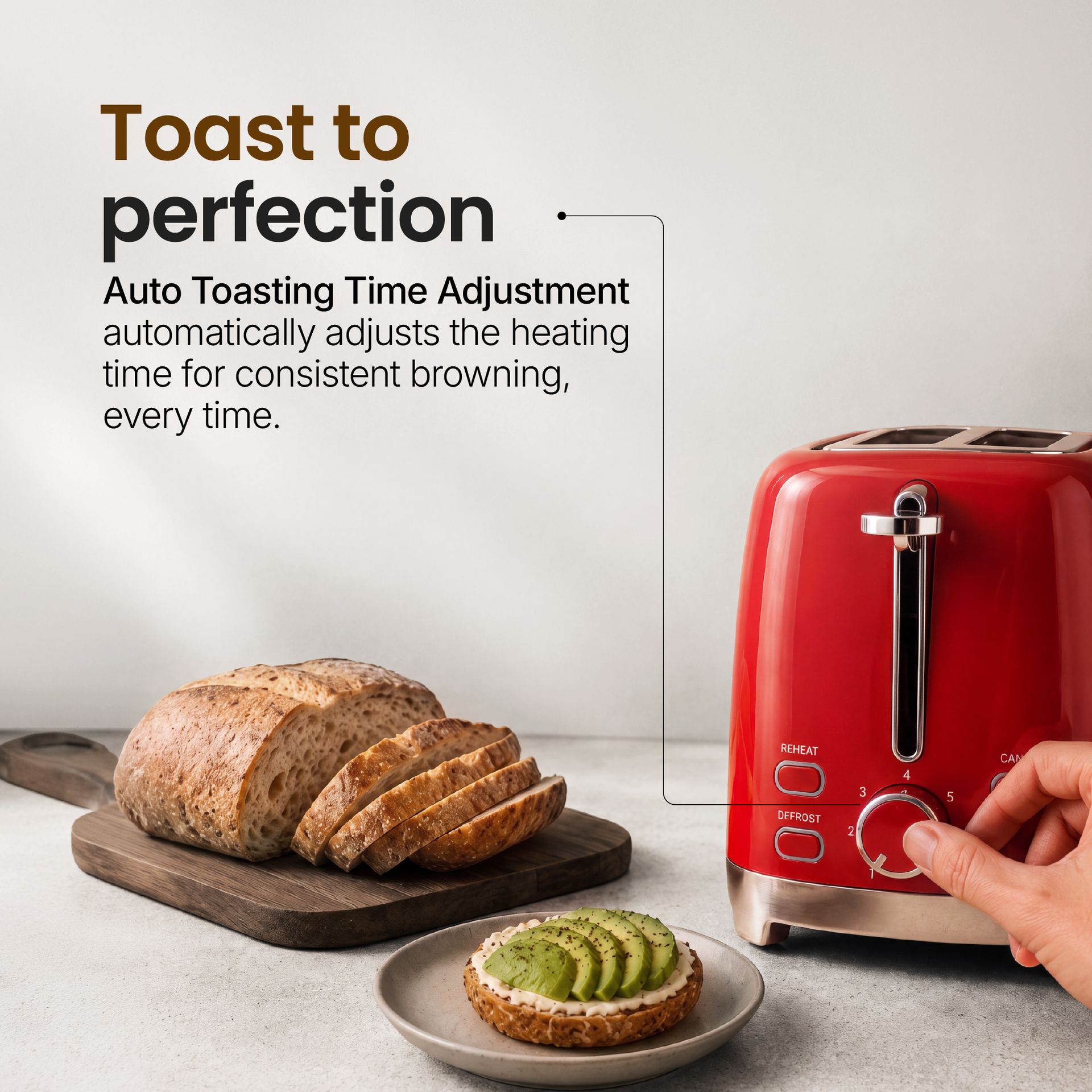Livspace 2 Slice Toaster - Red