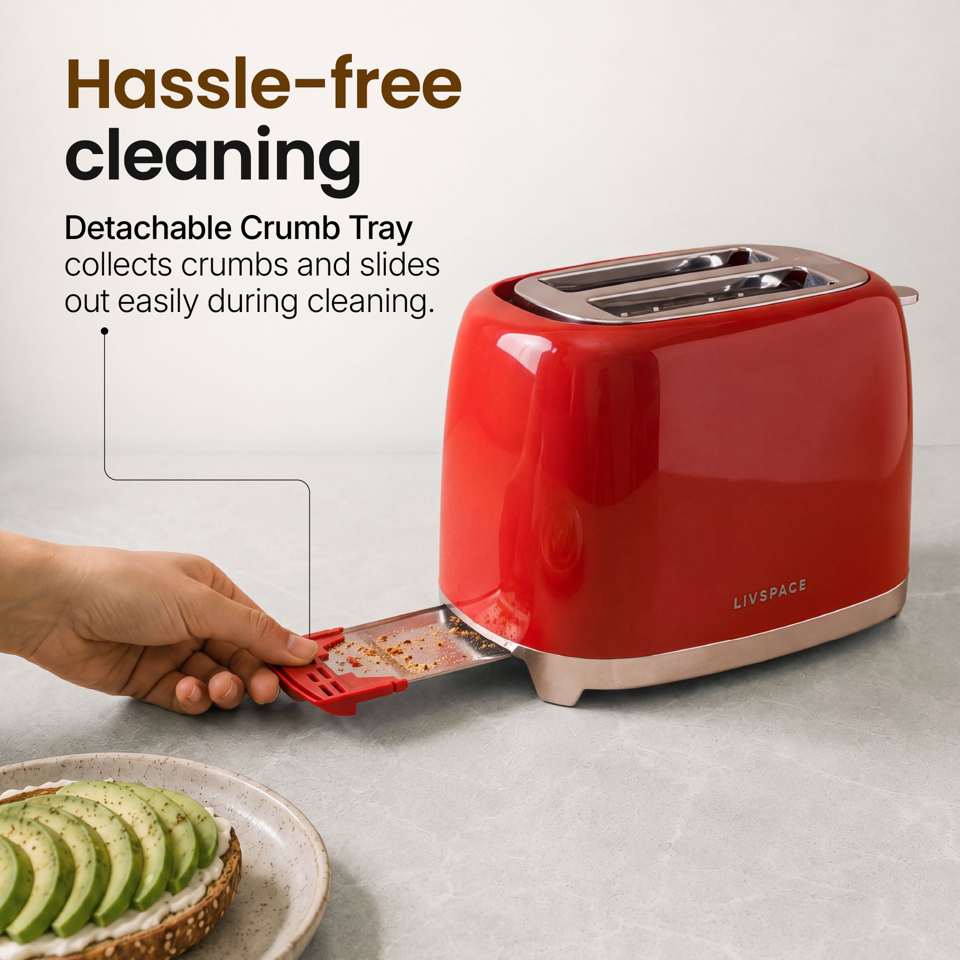 Livspace 2 Slice Toaster - Red