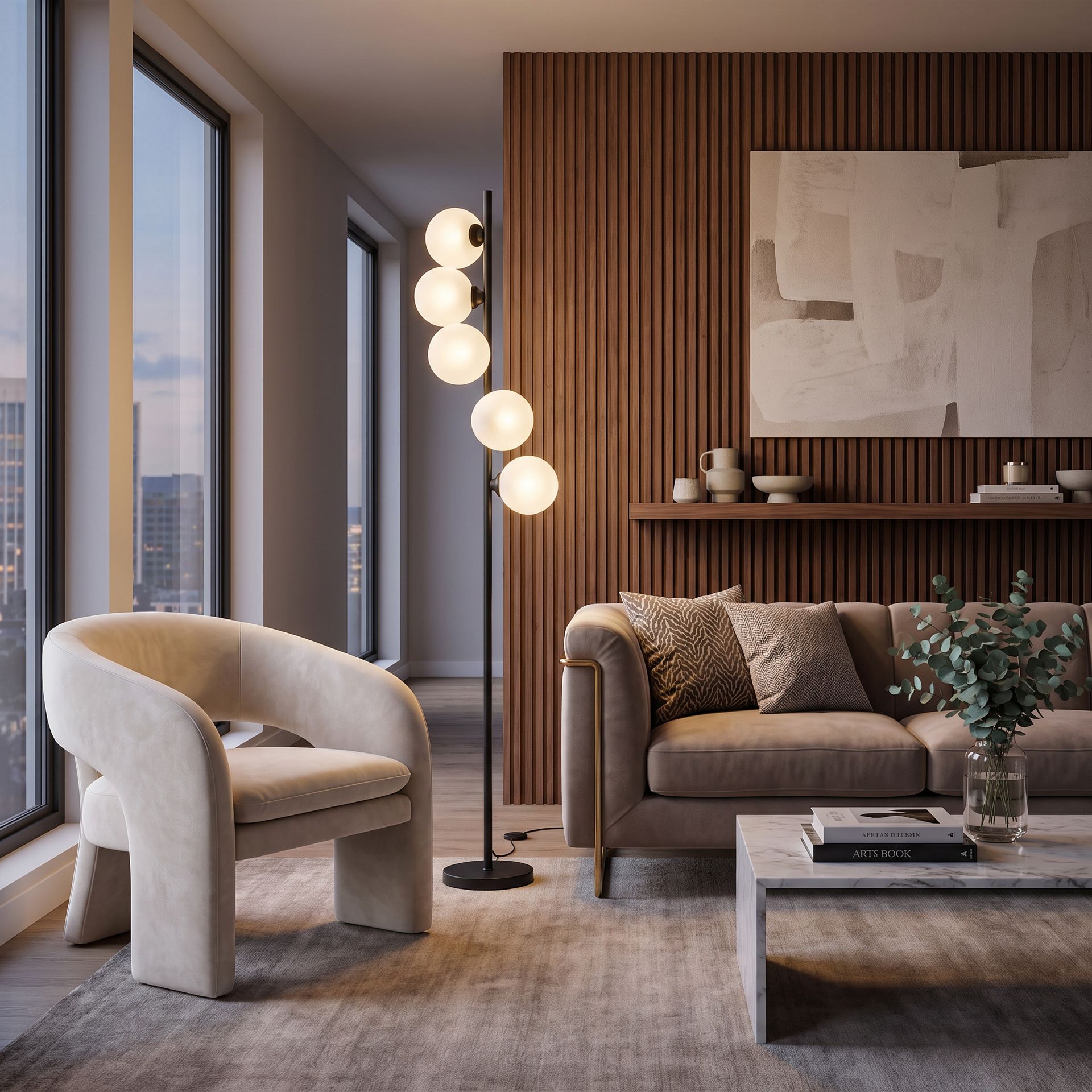 Livspace 5 Global Mid Century Floor Lamps | Black