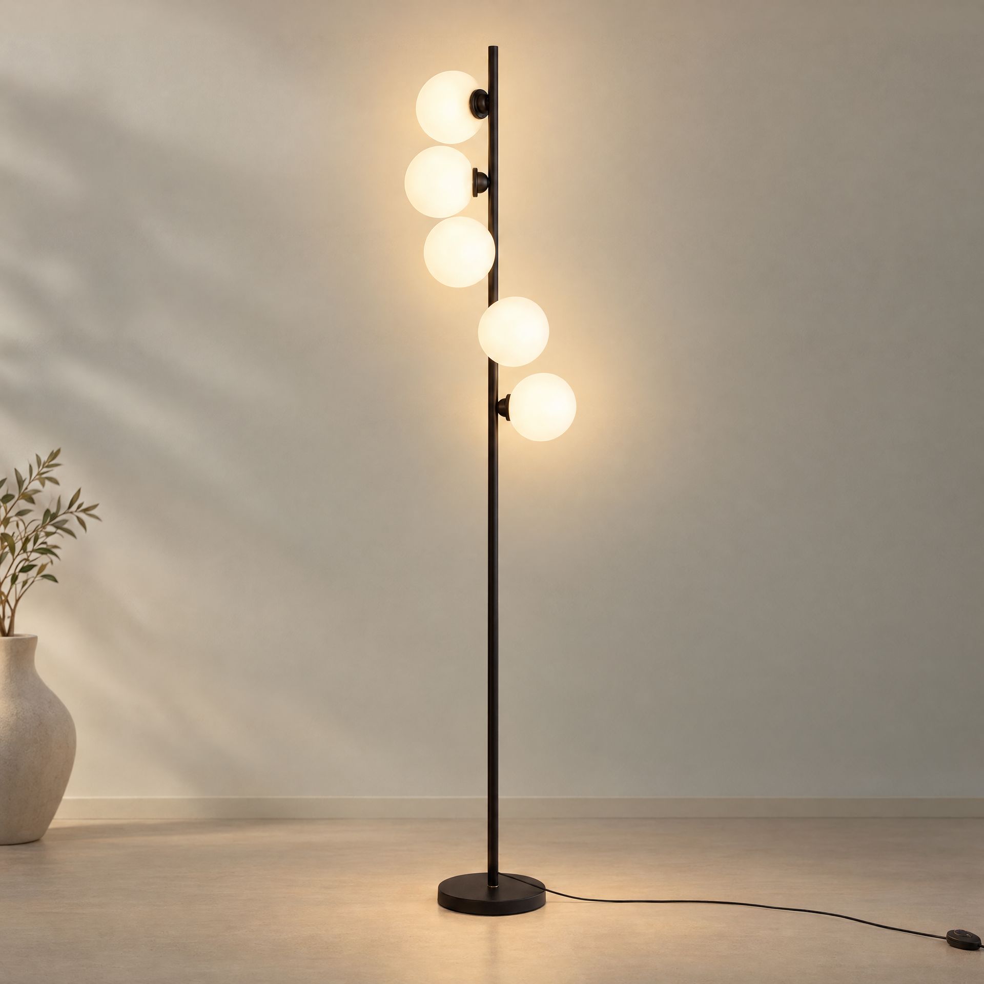 Livspace 5 Global Mid Century Floor Lamps | Black