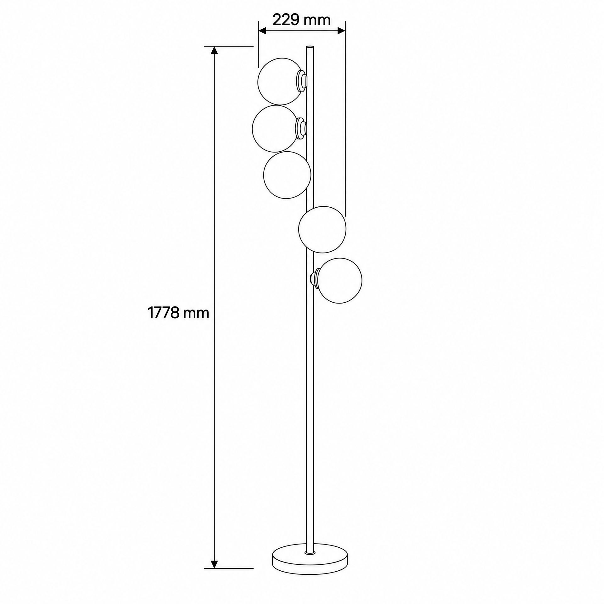 Livspace 5 Global Mid Century Floor Lamps | Black