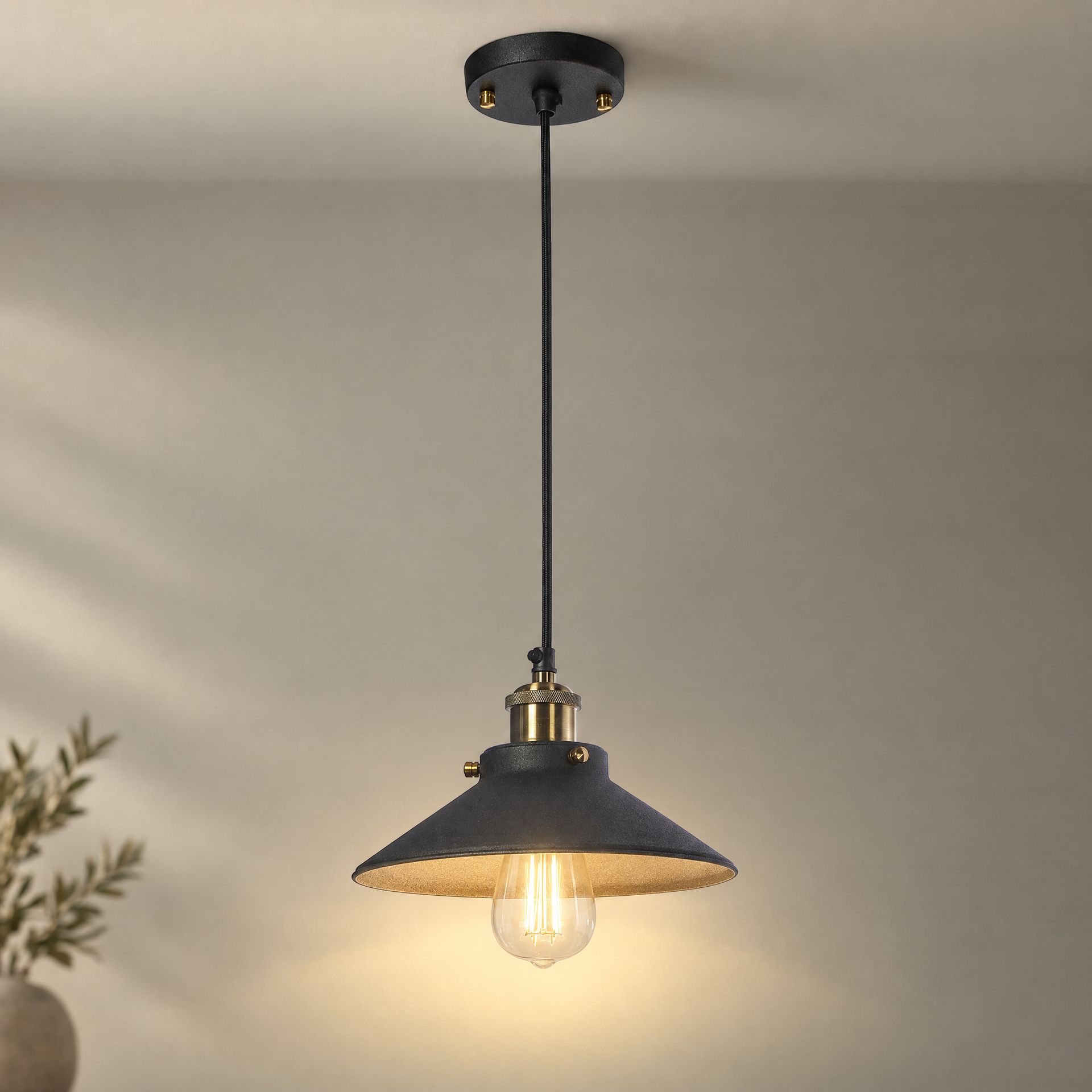 Livspace Ackton Nora Black Metal Pendant Light | Black