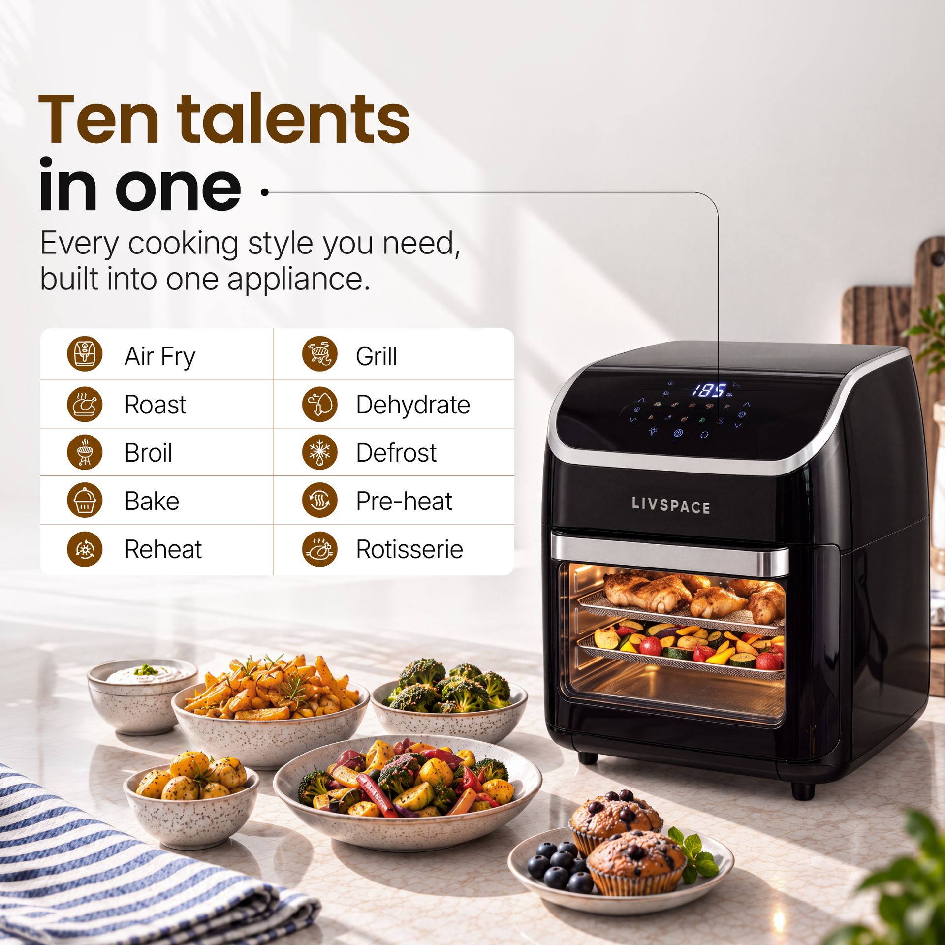 Livspace Air Fryer Oven 12 L - Black