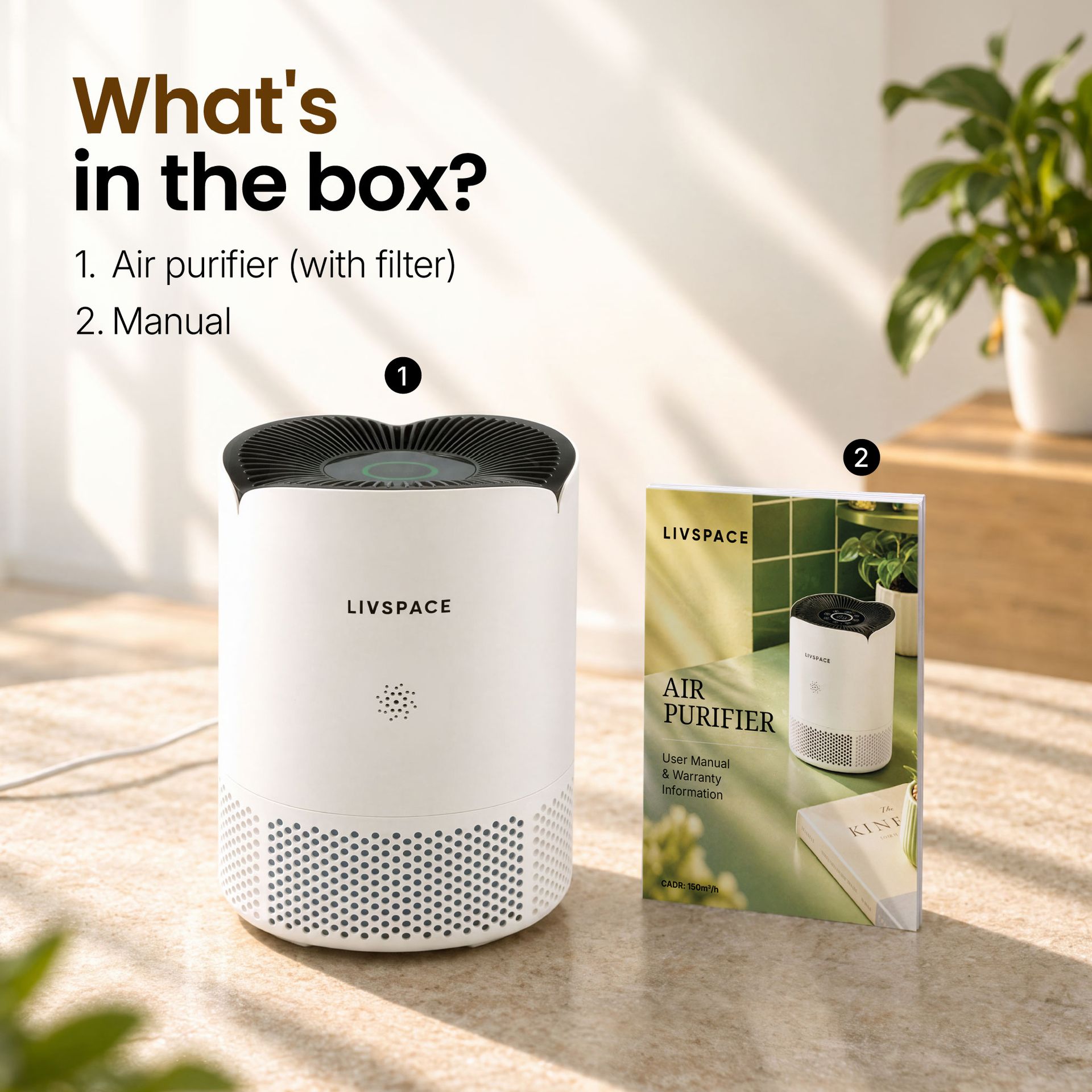 Livspace Air Purifier 150 CADR - White