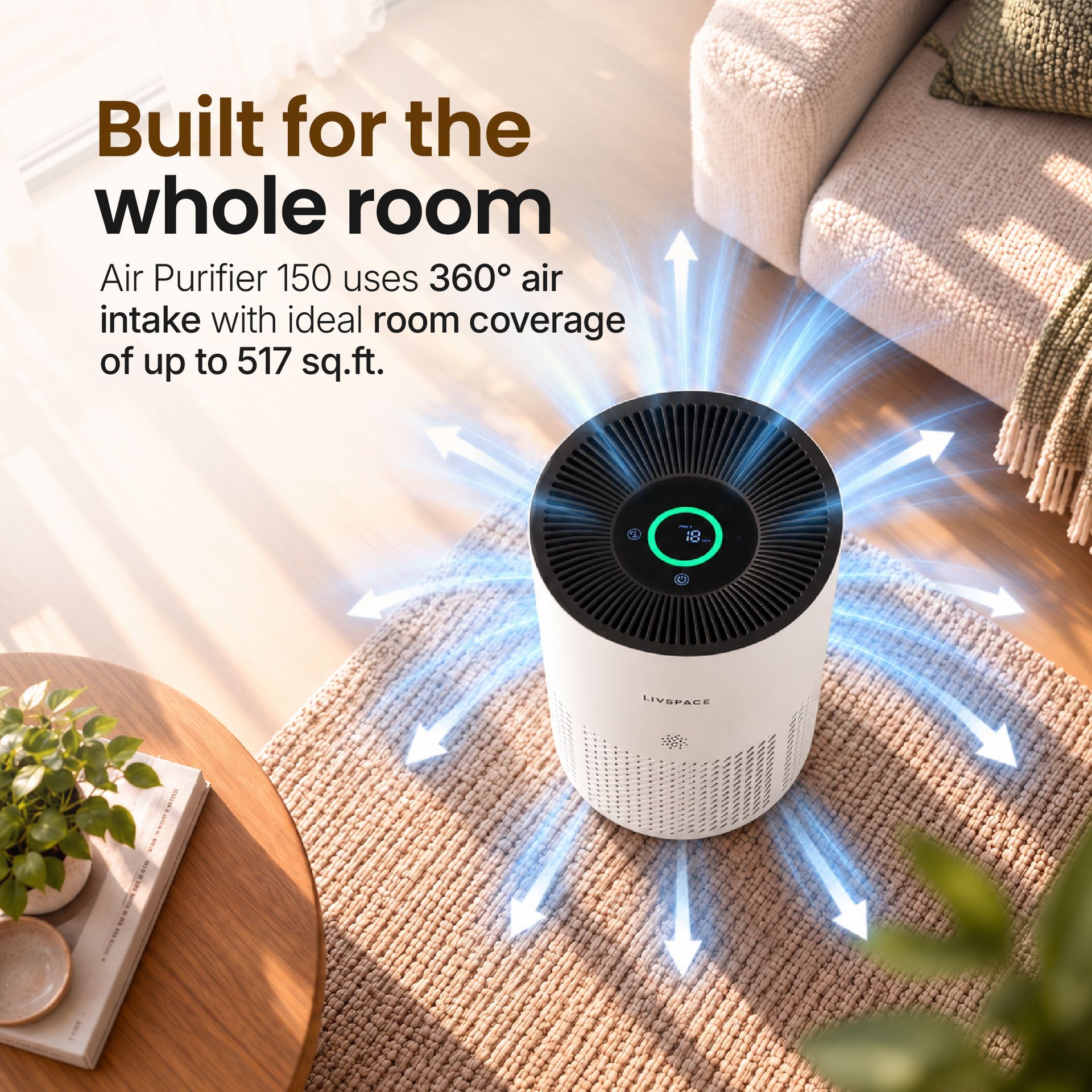 Livspace Air Purifier 350 CADR - White