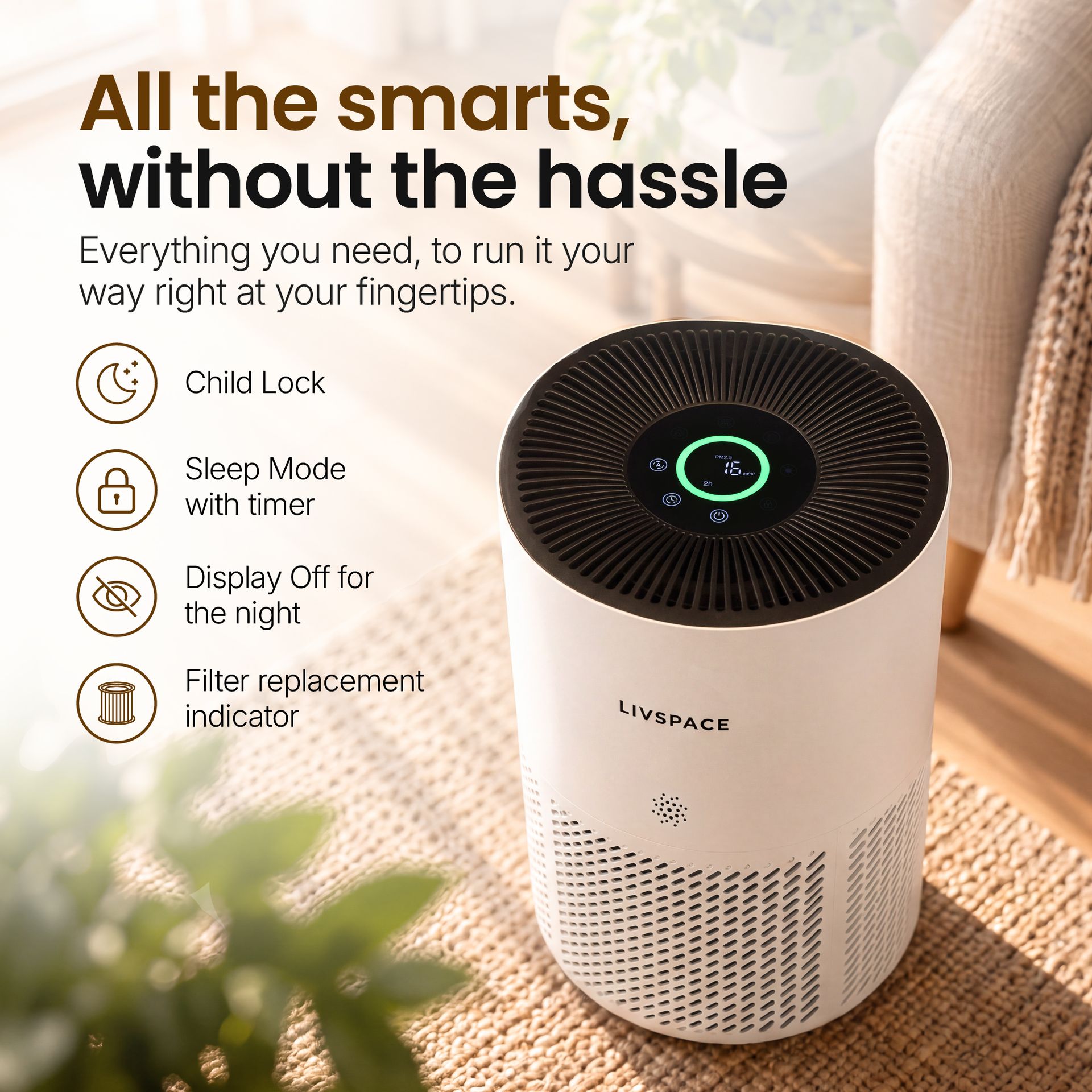 Livspace Air Purifier 350 CADR - White