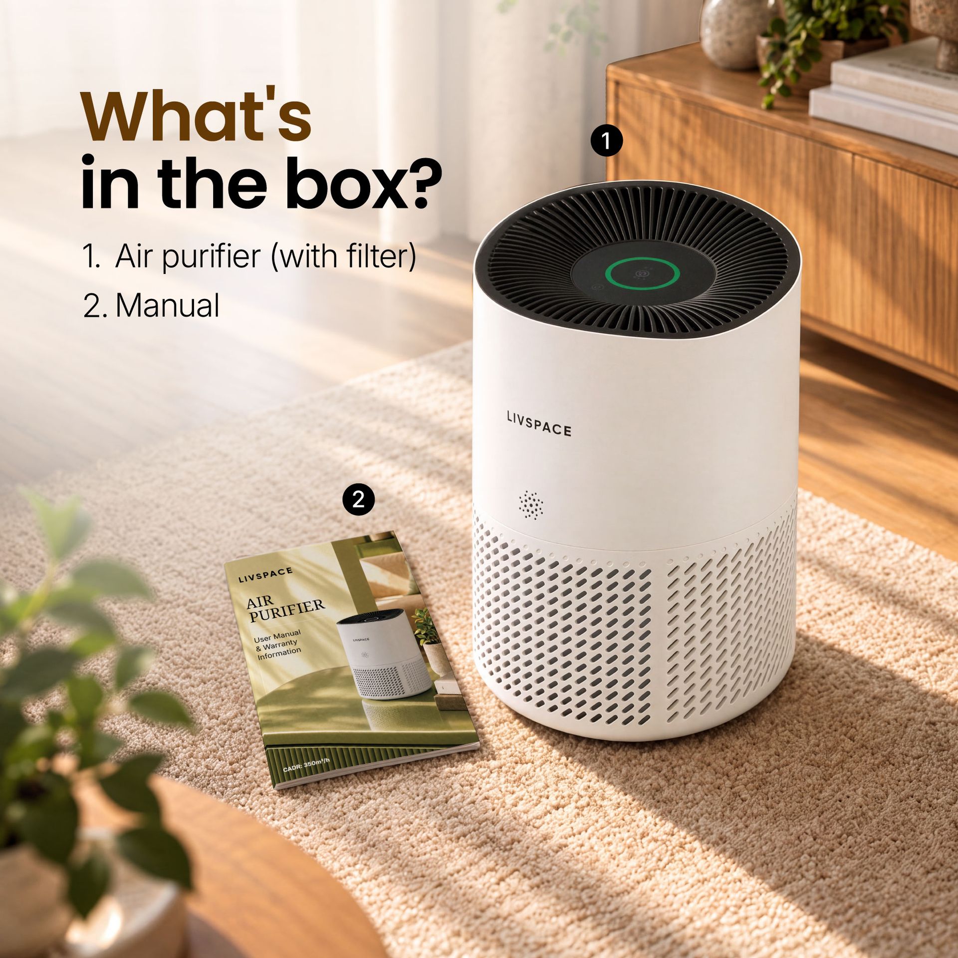 Livspace Air Purifier 350 CADR - White