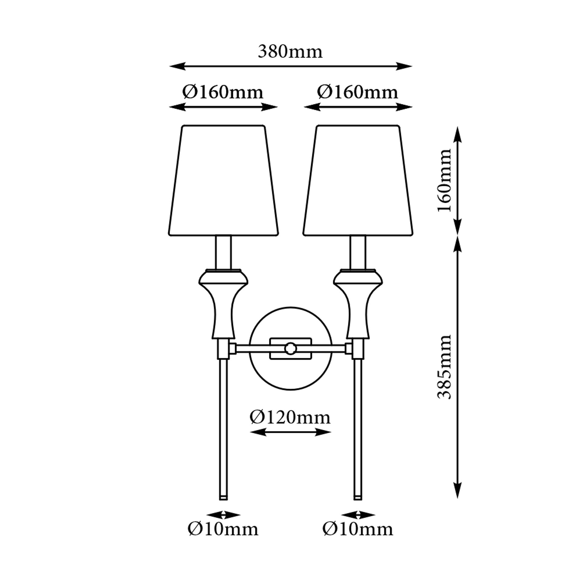 Livspace Allure Twin Wall Light | White + Brass
