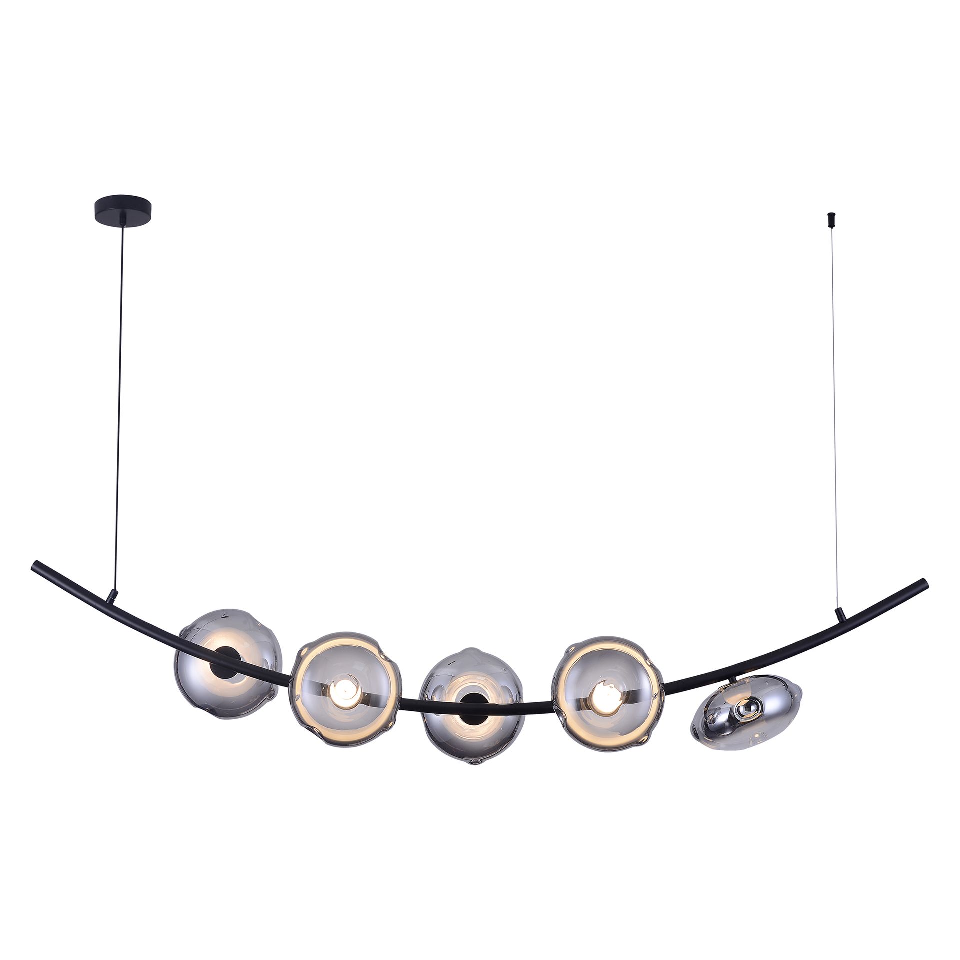 Livspace Axon 5 Head Chandelier | Smoked Grey + Black