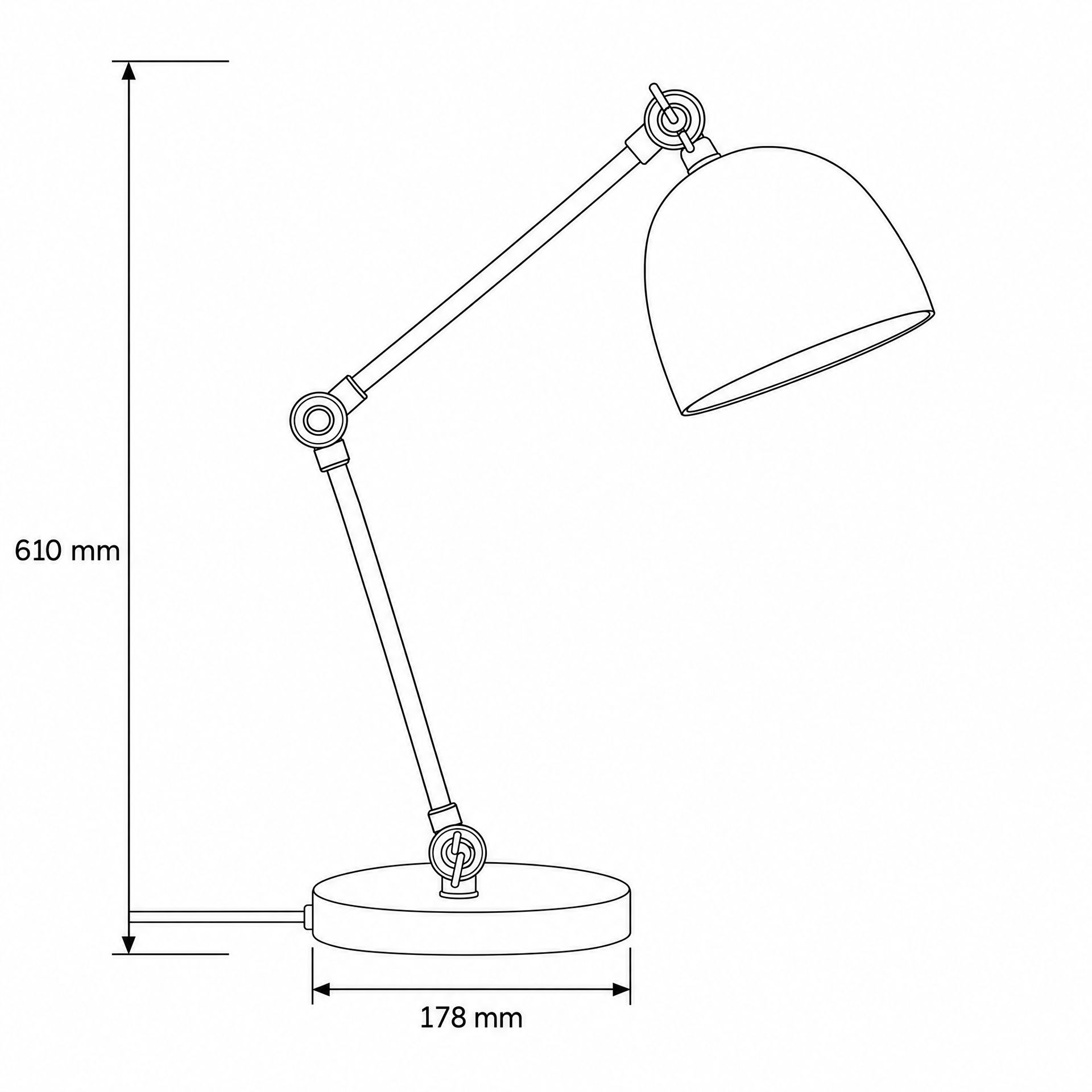 Livspace Baker 23 Black Metal Study Lamp | Black Matt