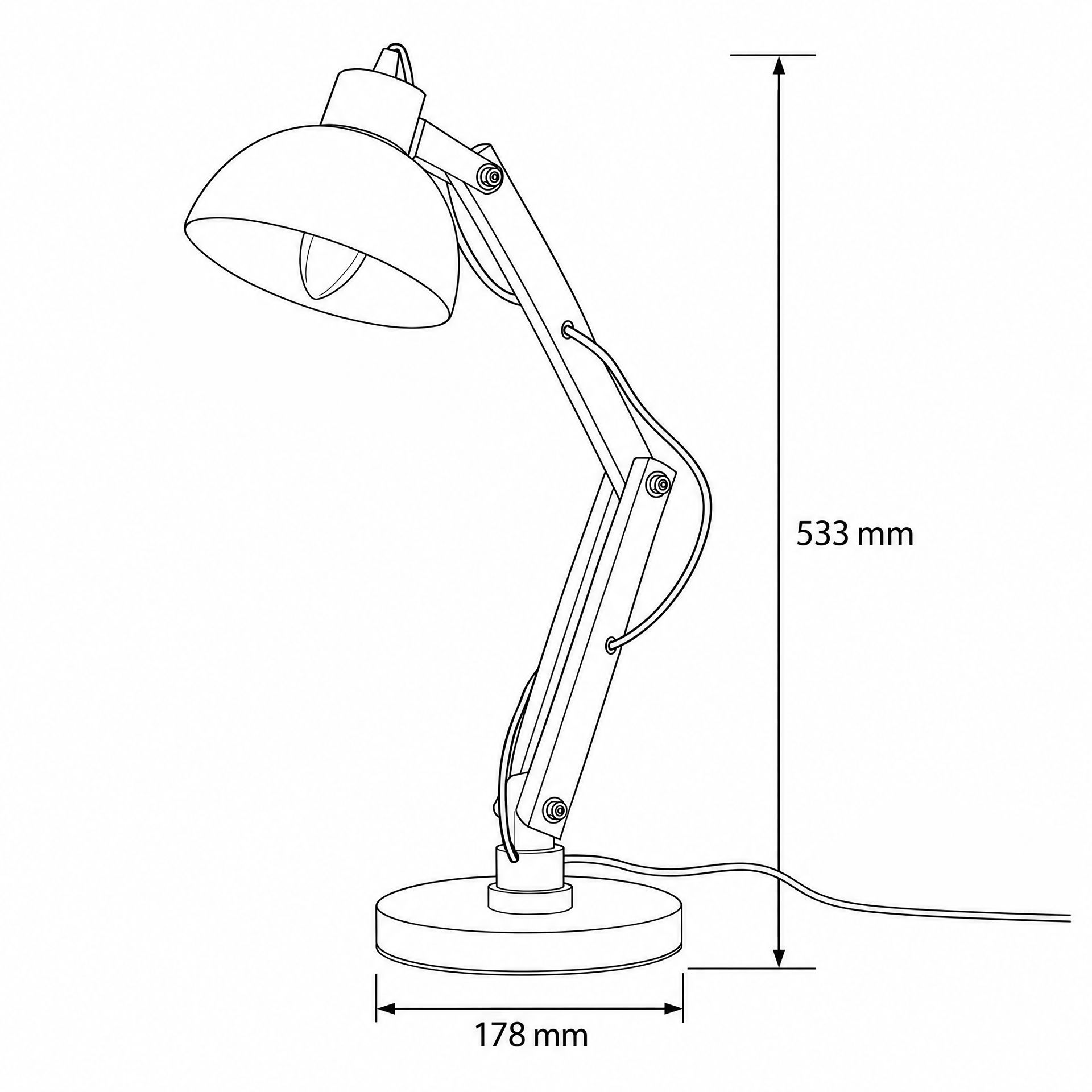 Livspace Belfast White With Metal Base Study Lamp | White