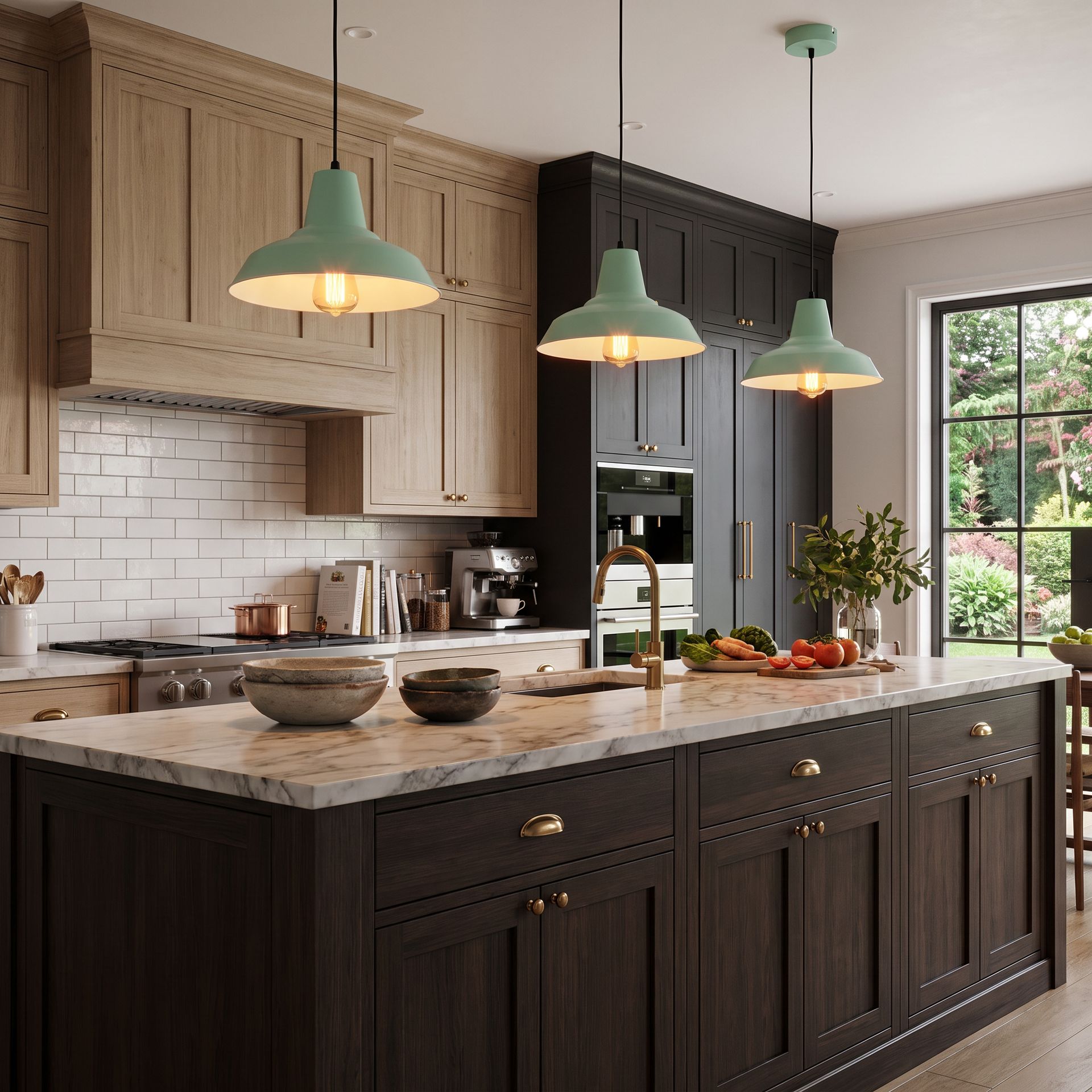 Livspace Bezel Green Metal Pendant Light | Blue