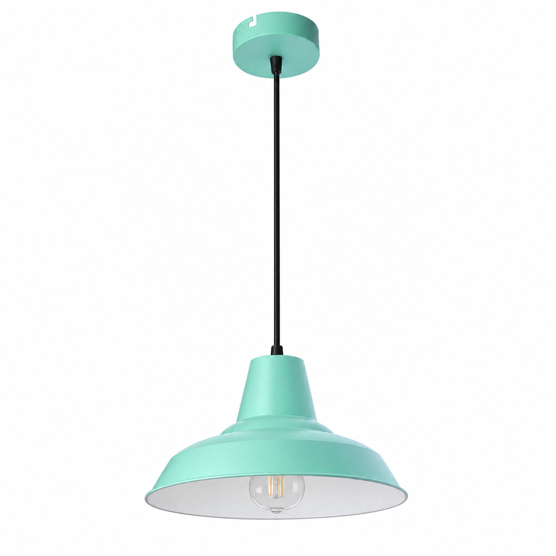 Livspace Bezel Green Metal Pendant Light | Blue